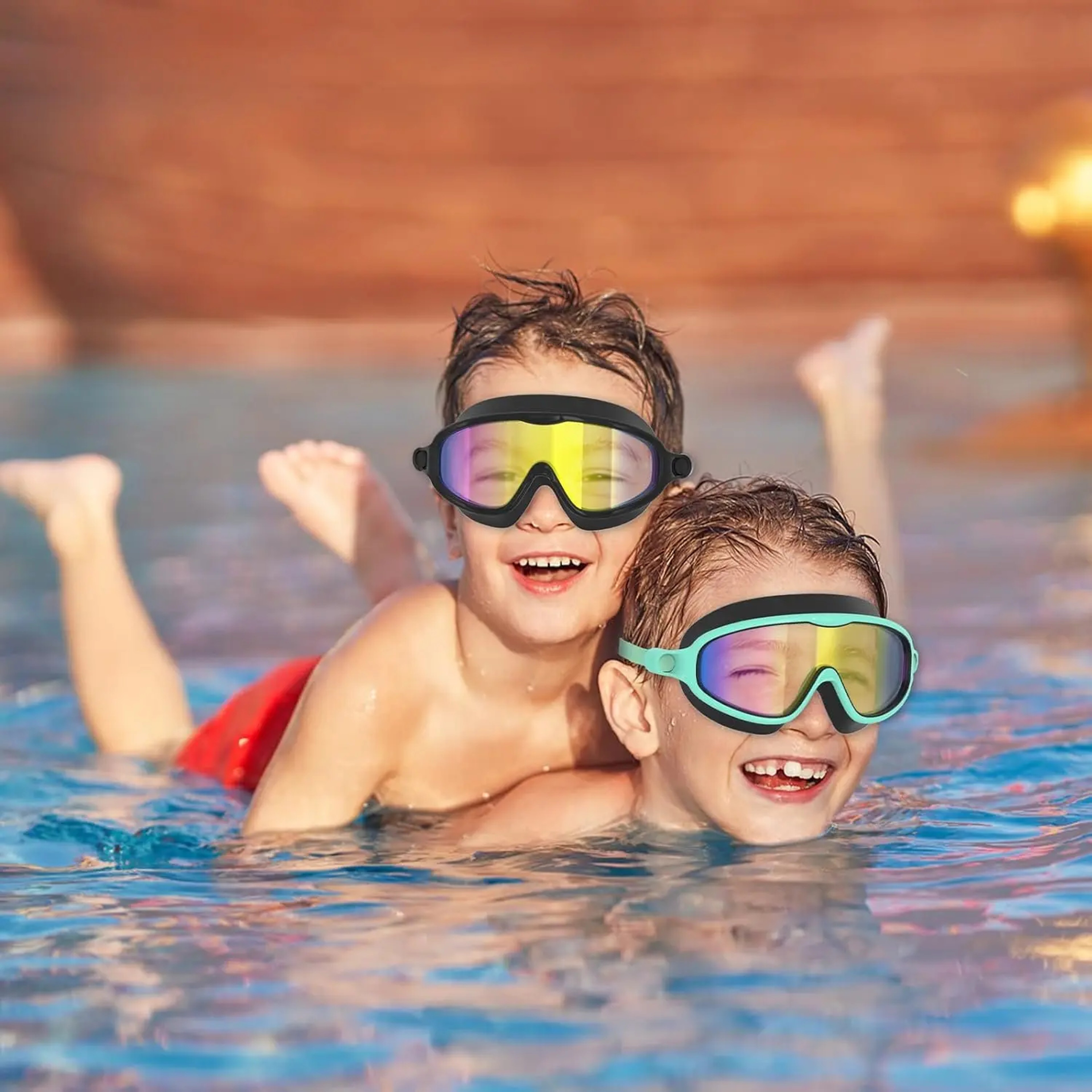 Kids Anti Fog UV Protection Wide View Swimming Goggles 2 Pack – view 6