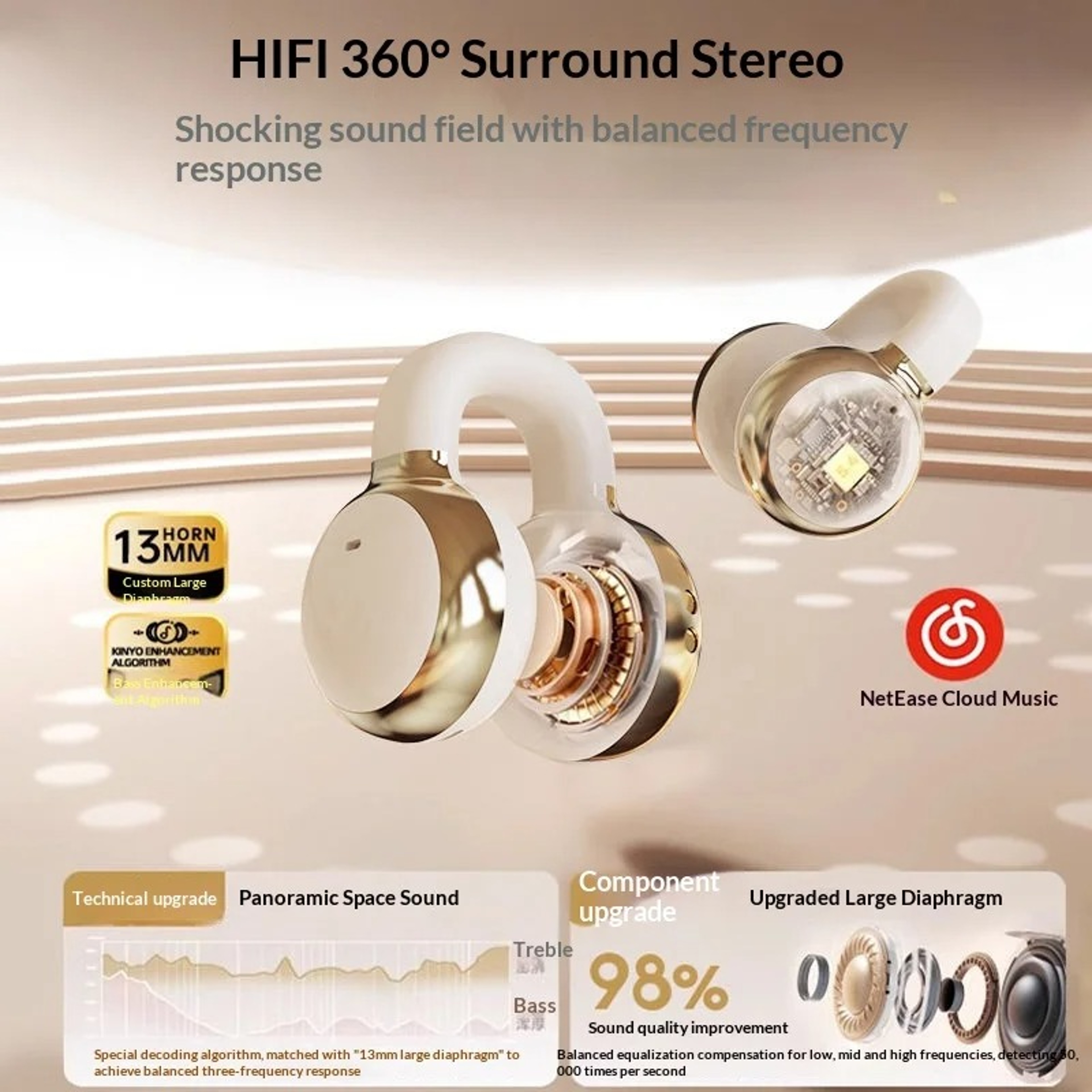 Open Ear Wireless Earbuds With Mic For Immersive Stereo Sound 2