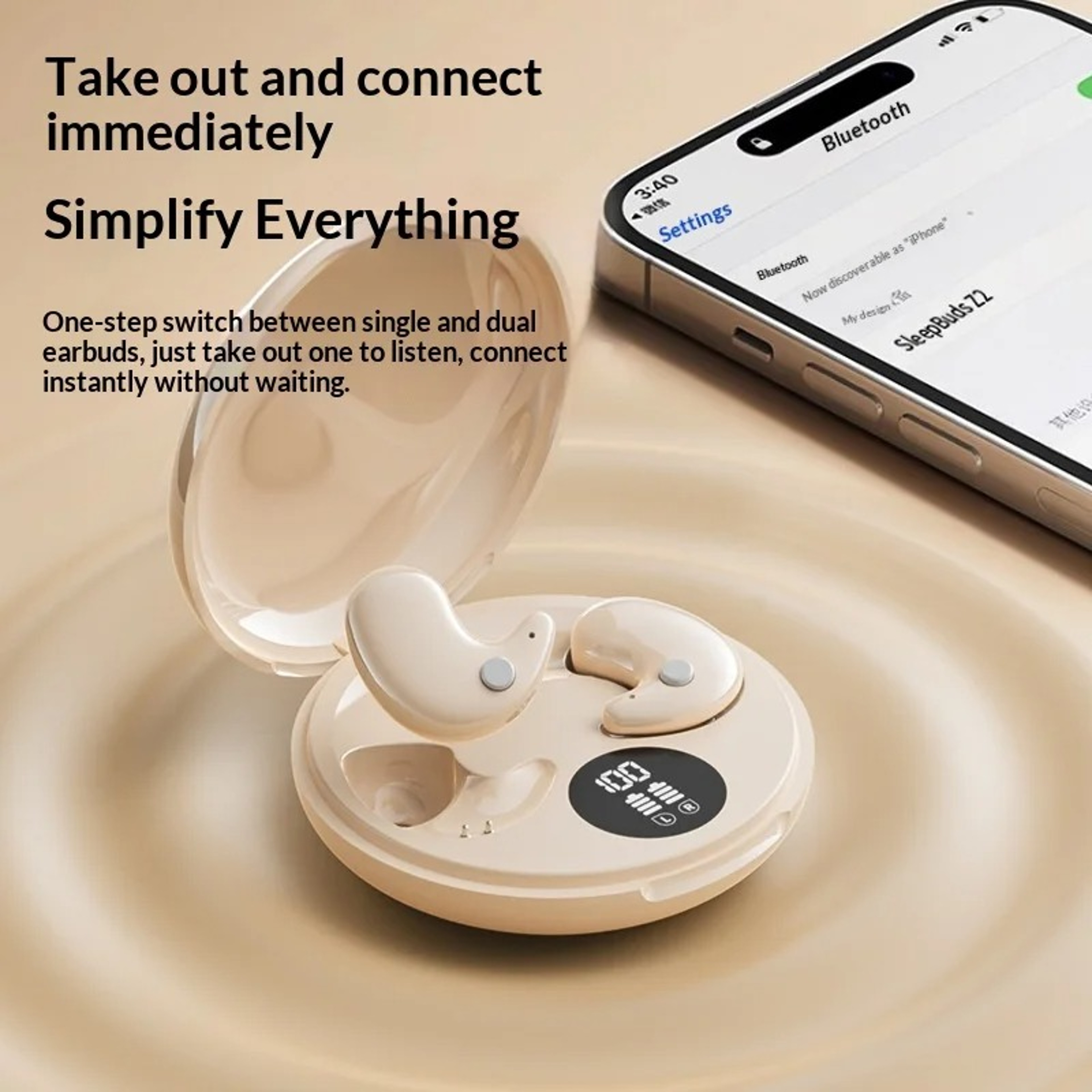 Ultra Comfort Sleep Earphones for Side Sleepers with Wireless Low Pressure Fit – view 3