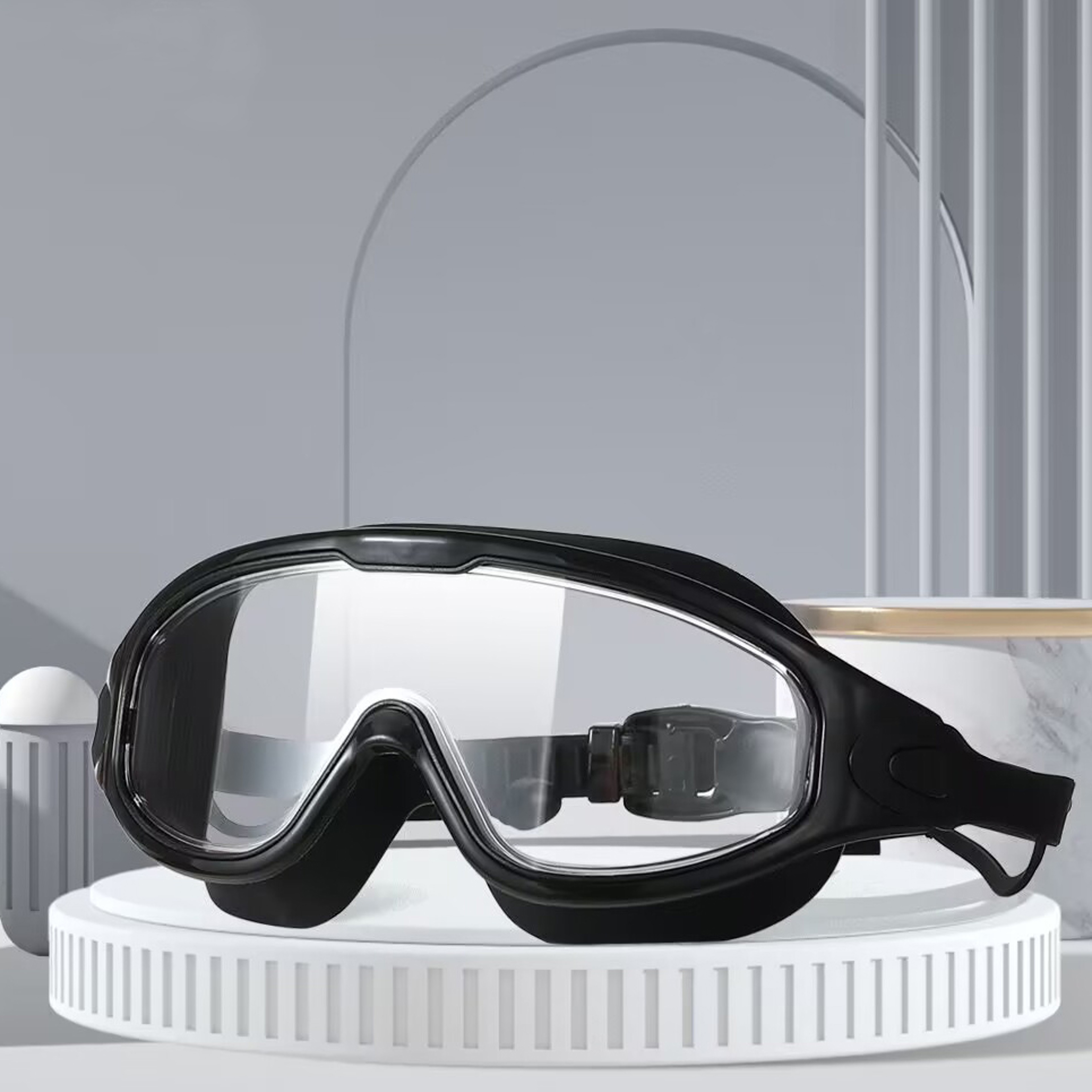 Adult Large Frame Swimming Goggles With Earplugs Anti Fog Silicone 2