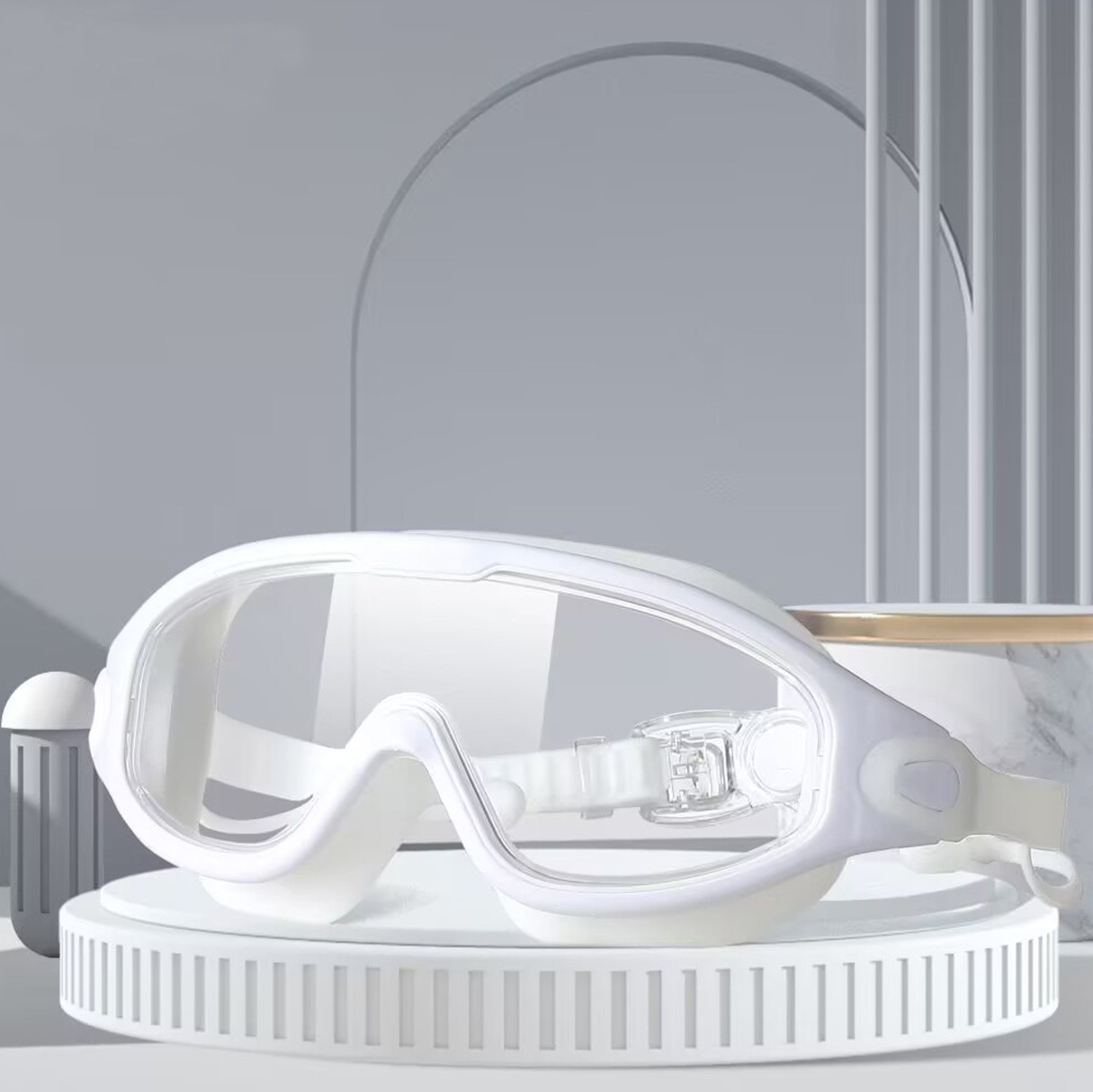Adult Large Frame Swimming Goggles With Earplugs Anti Fog Silicone 4