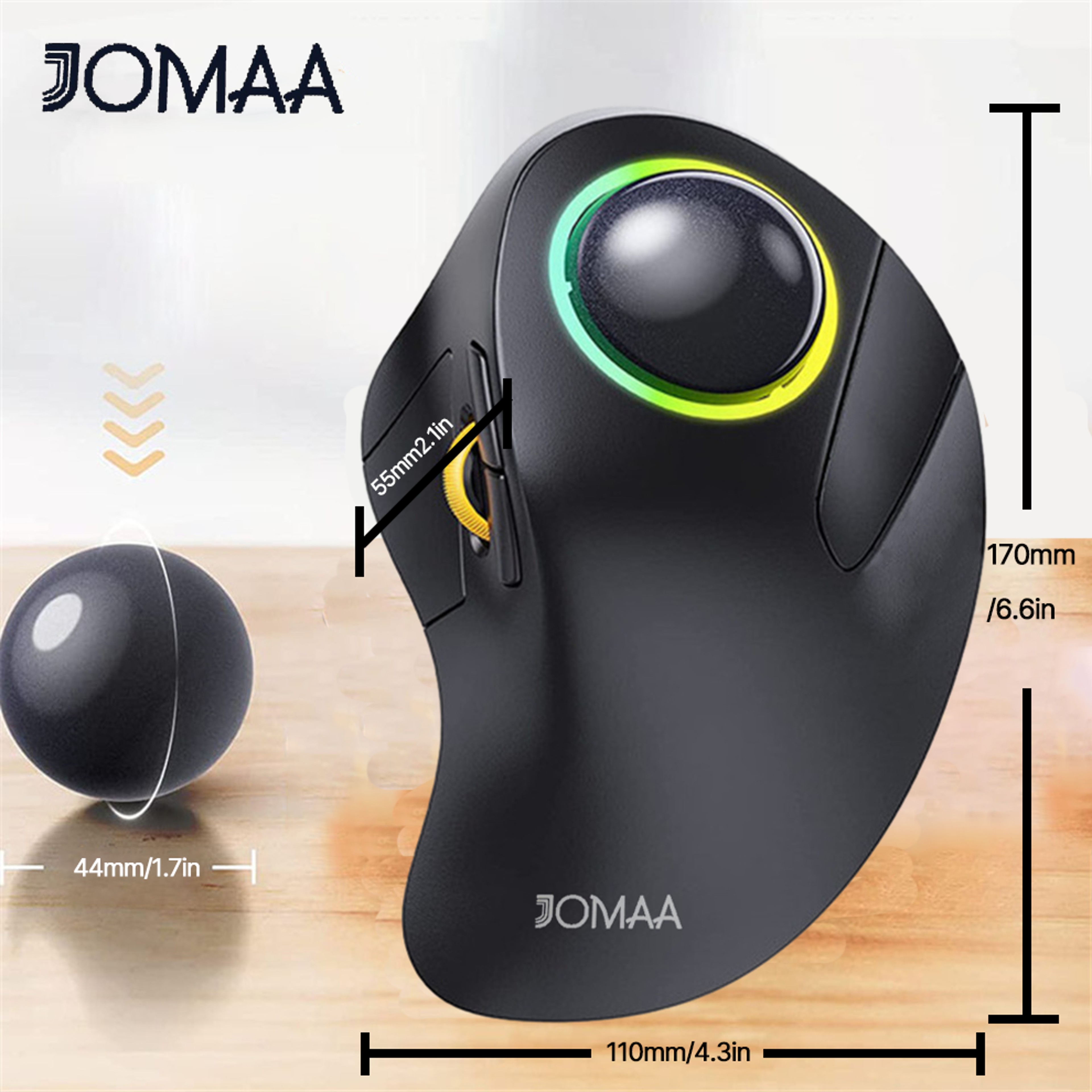 Rechargeable Ergonomic Wireless Trackball Mouse With Backlit Design For Laptop And Gaming 2