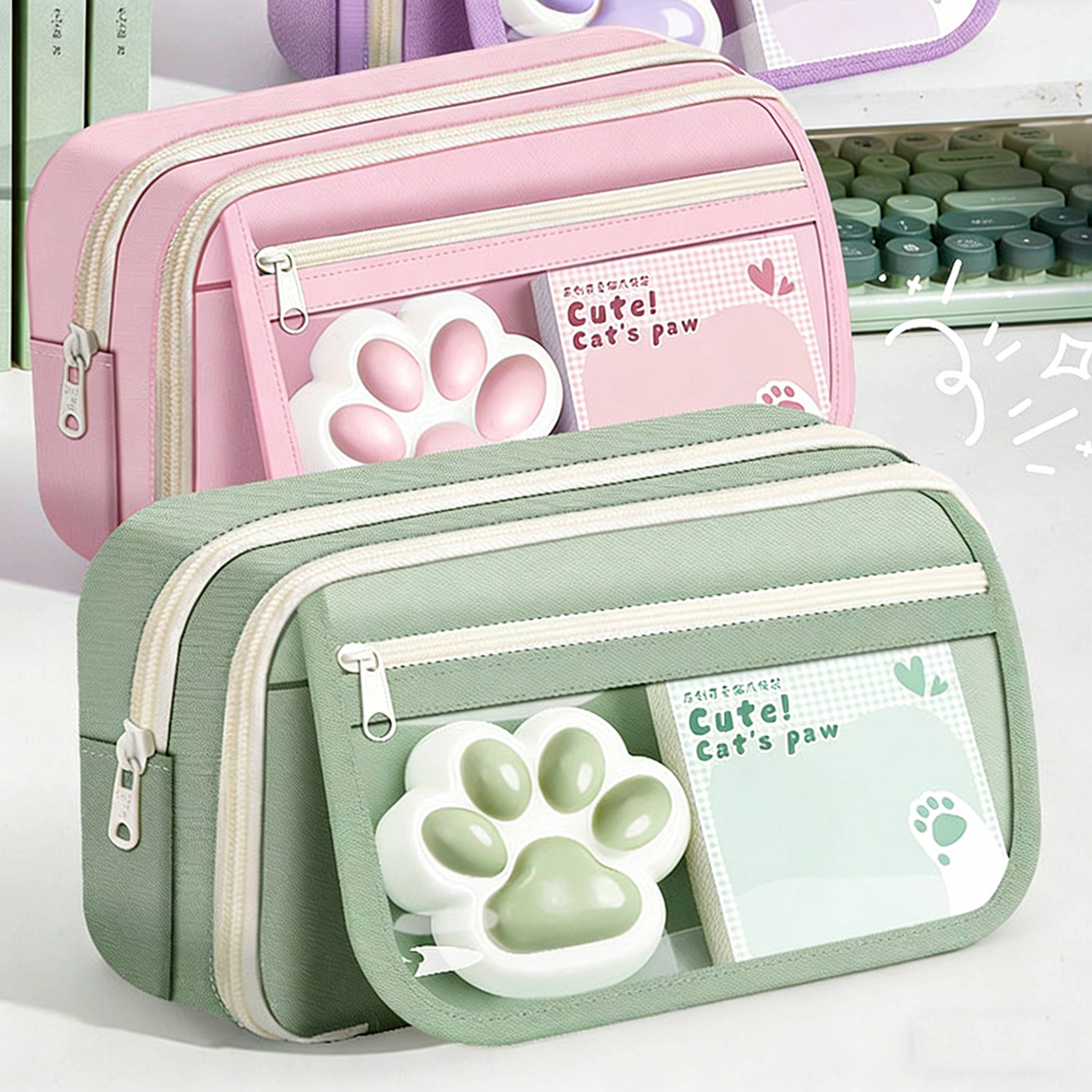 Cute Cat Paw Pencil Case Large Capacity Kawaii Pencil Pouch For School Office And Gifts 1