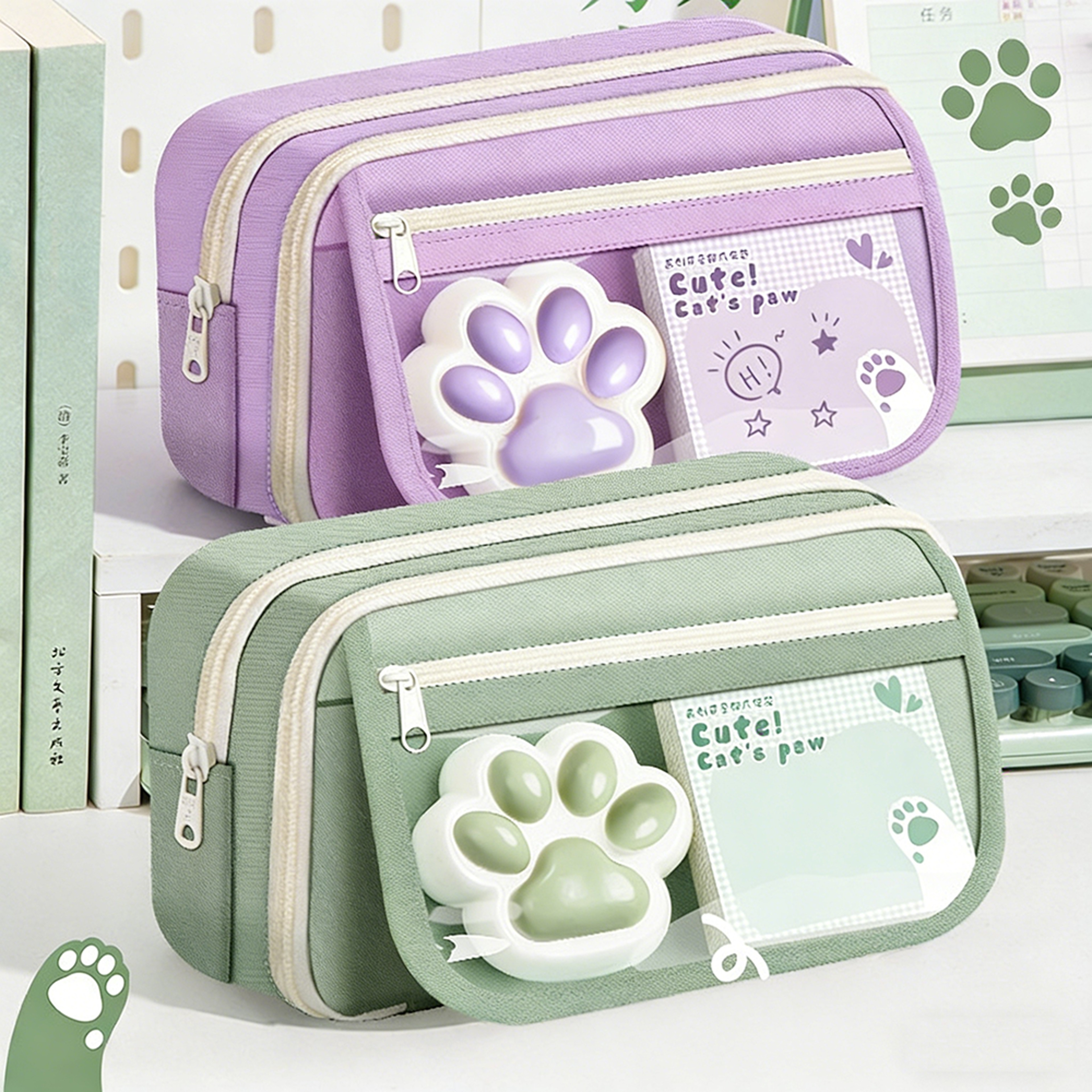 Cute Cat Paw Pencil Case Large Capacity Kawaii Pencil Pouch For School Office And Gifts 2