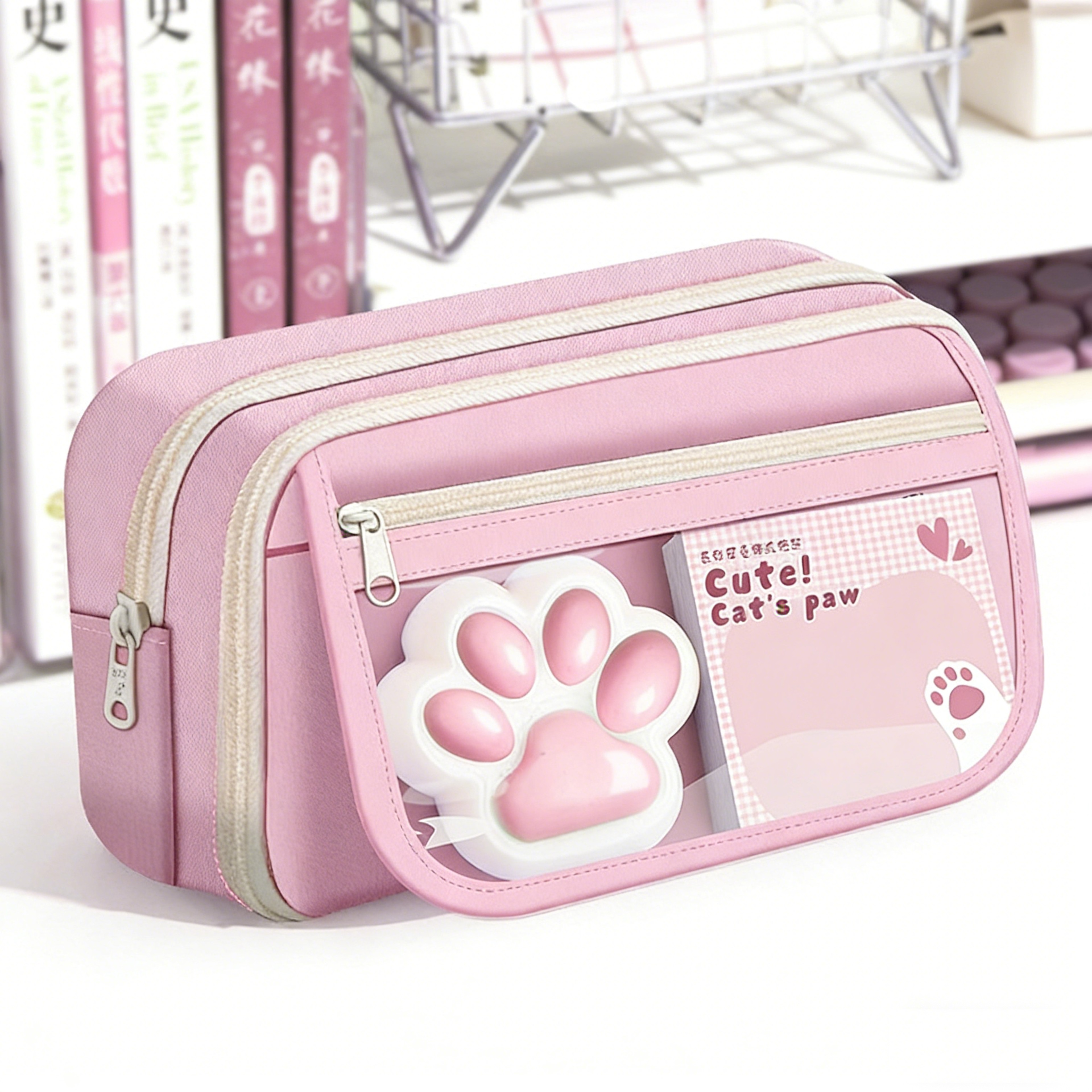 Cute Cat Paw Pencil Case Large Capacity Kawaii Pencil Pouch For School Office And Gifts 5