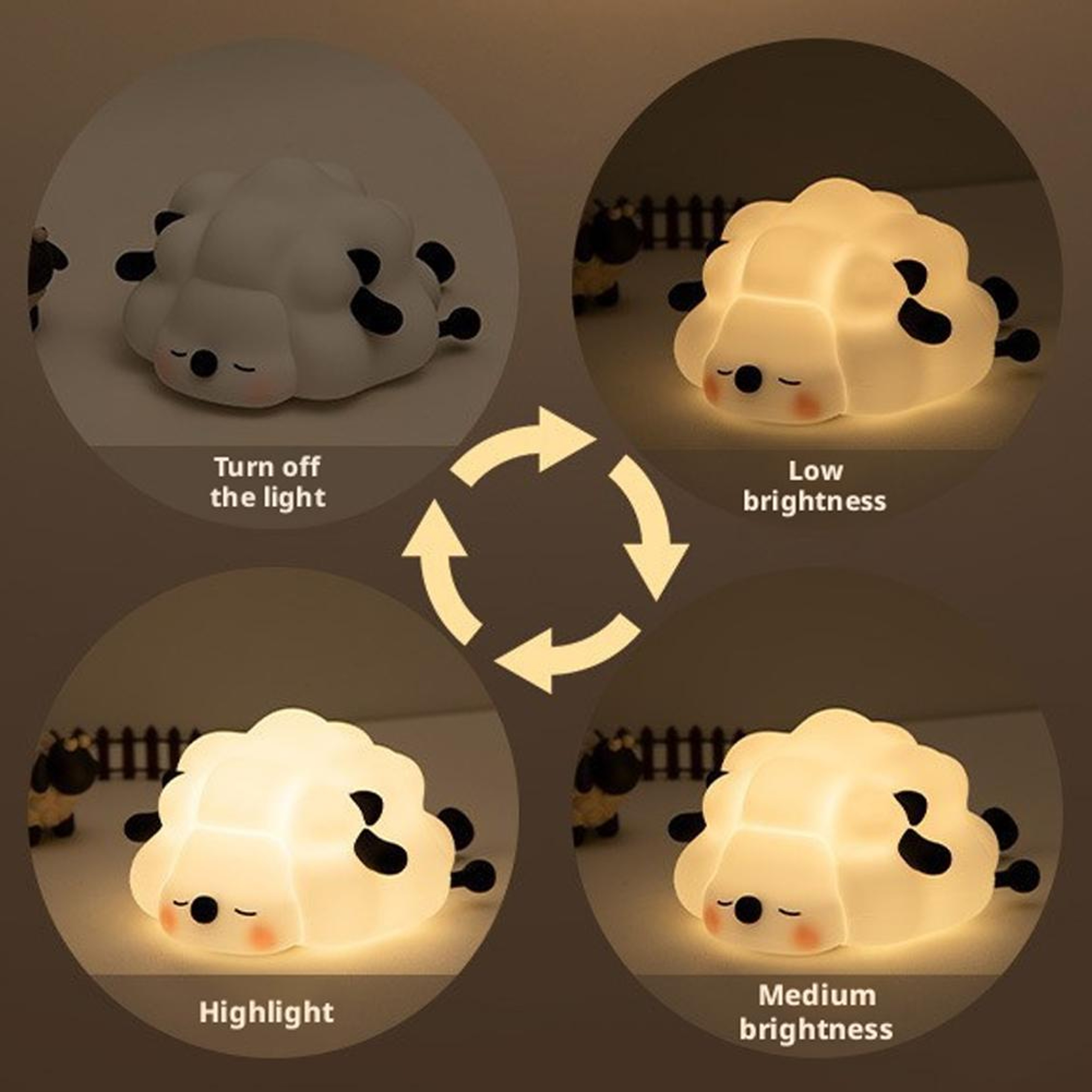 Cute Rabbit Silicone LED Night Light Rechargeable Tap Control Bedroom Lamp – view 4