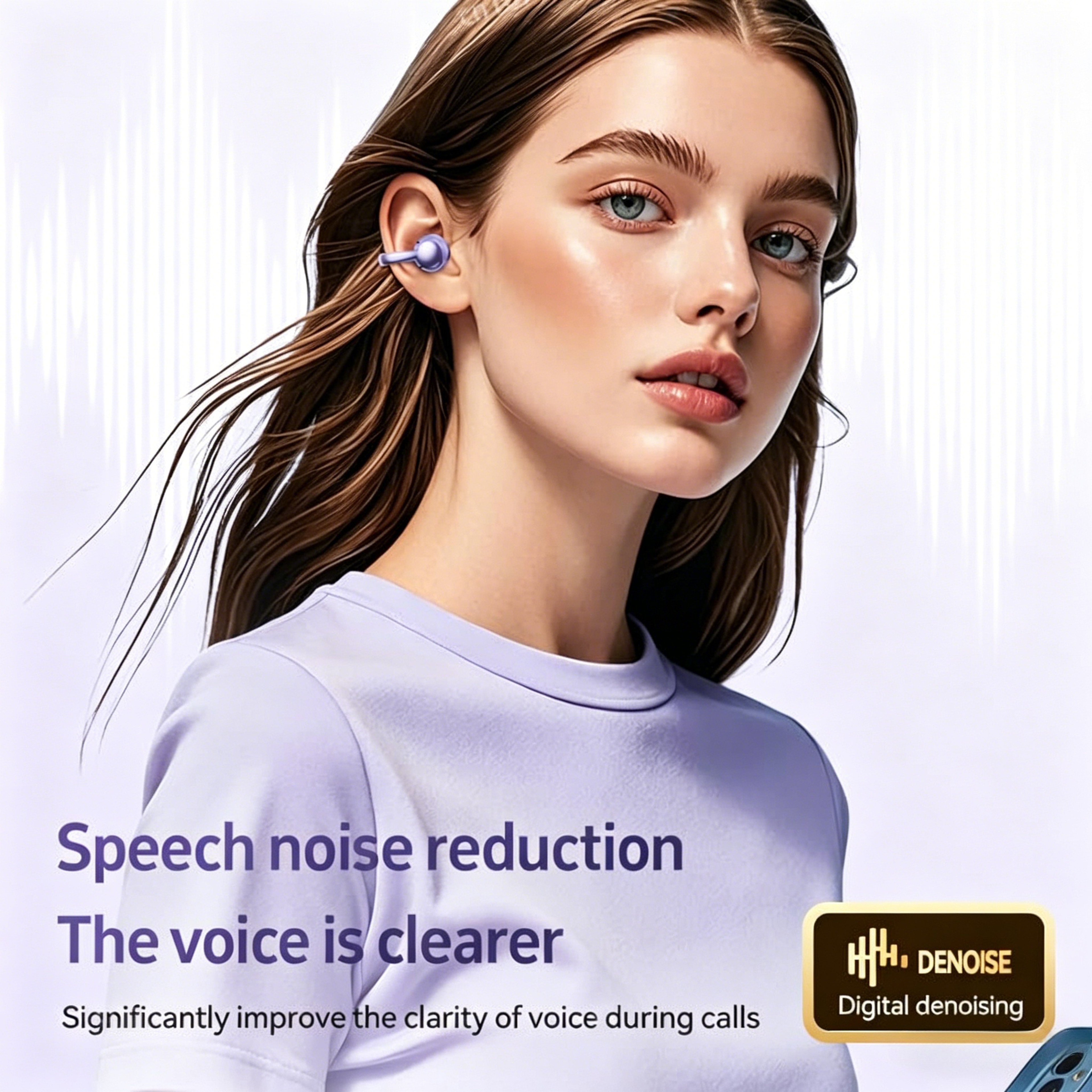 Open Ear Clip Bluetooth Earphones with LED Display Lightweight Wireless Headset – view 3