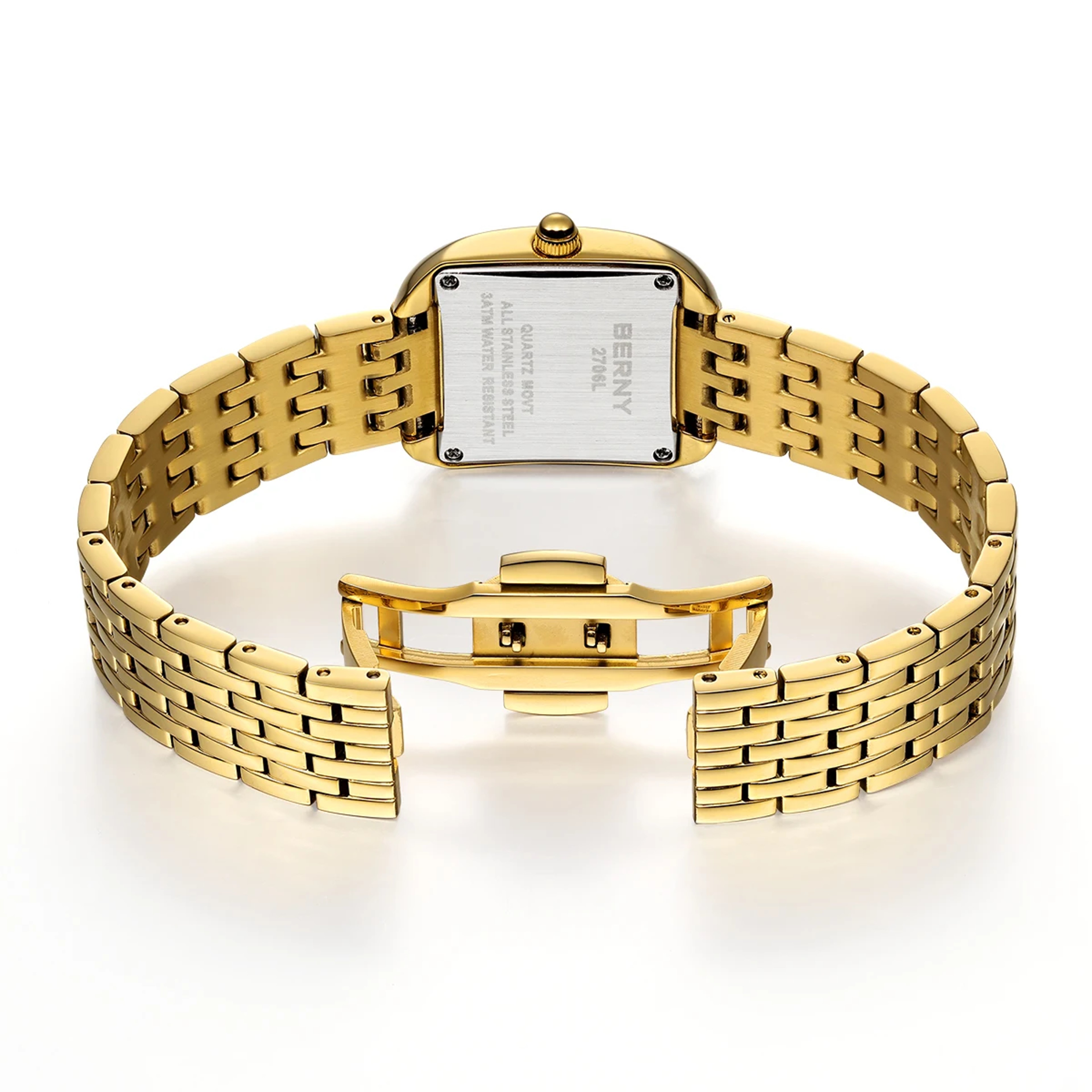 Elegant Square Gold Watch For Women Stainless Steel Quartz Ladies Watch 4