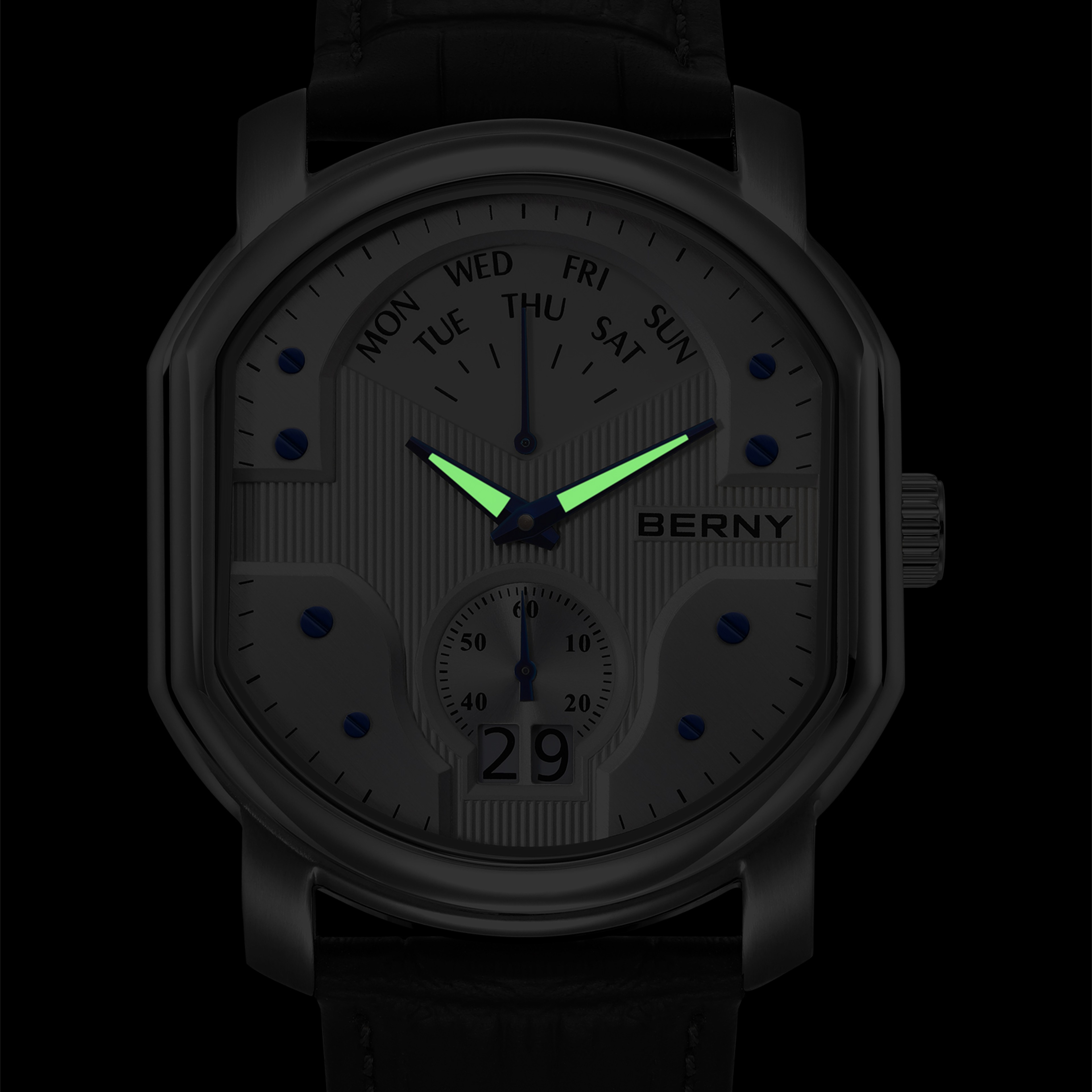 Classic Mens Ronda Quartz Watch Sapphire Crystal Stainless Steel Dress Watch 1