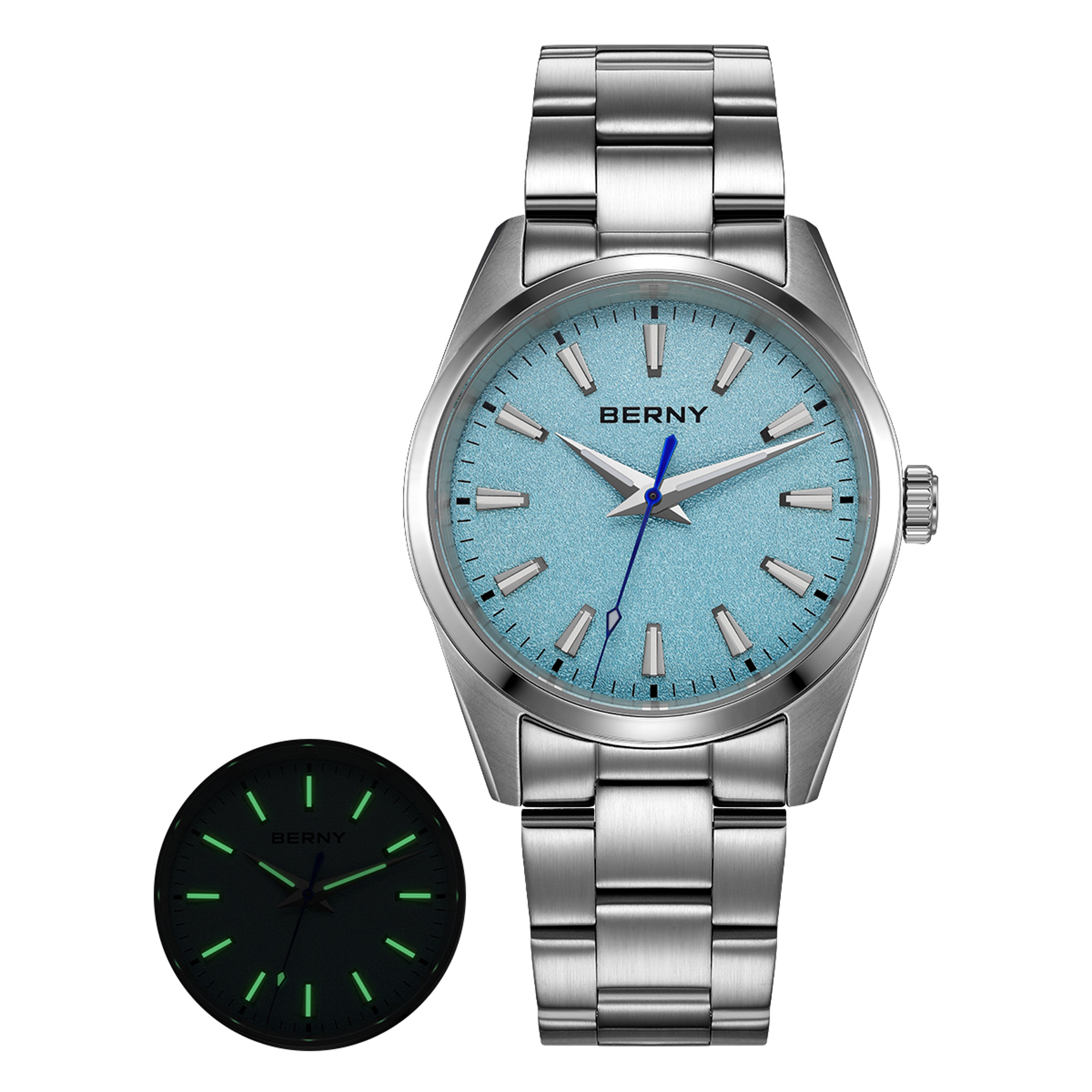 Sapphire Luminous Mens Quartz Watch Stainless Steel Business Watch 7