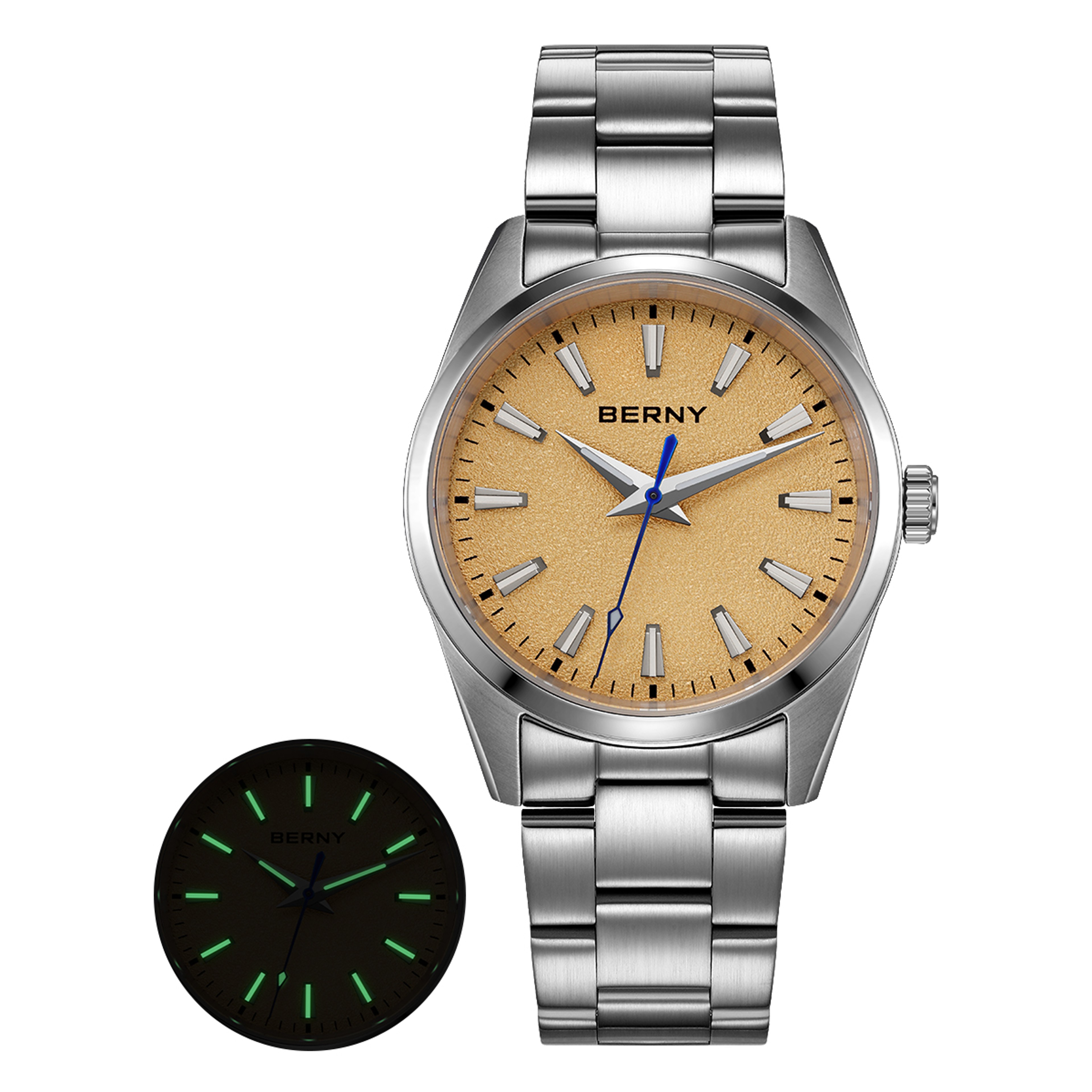 Sapphire Luminous Mens Quartz Watch Stainless Steel Business Watch 6