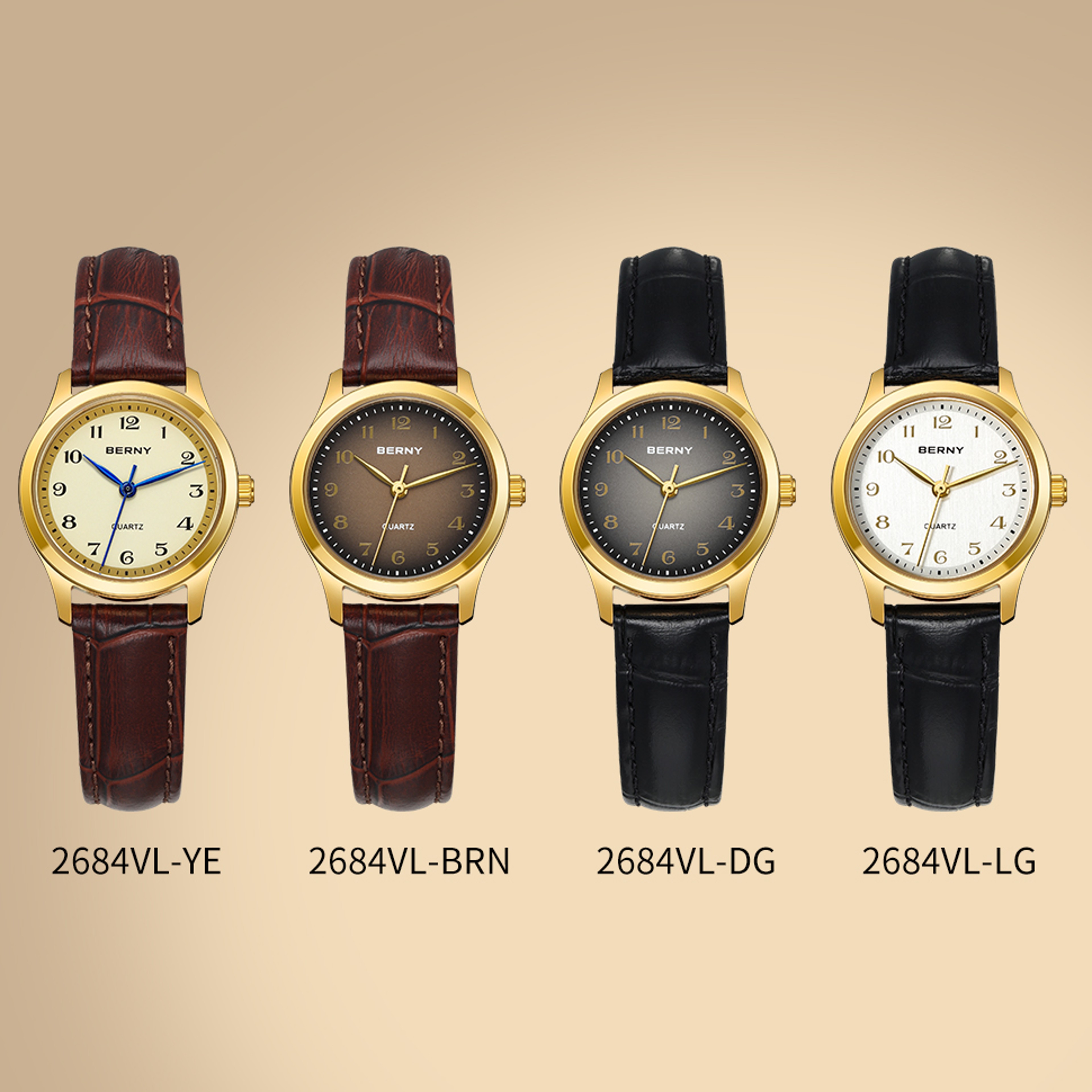 Elegant Gold Watch For Women Gradient Dial Ladies Quartz Watch 2