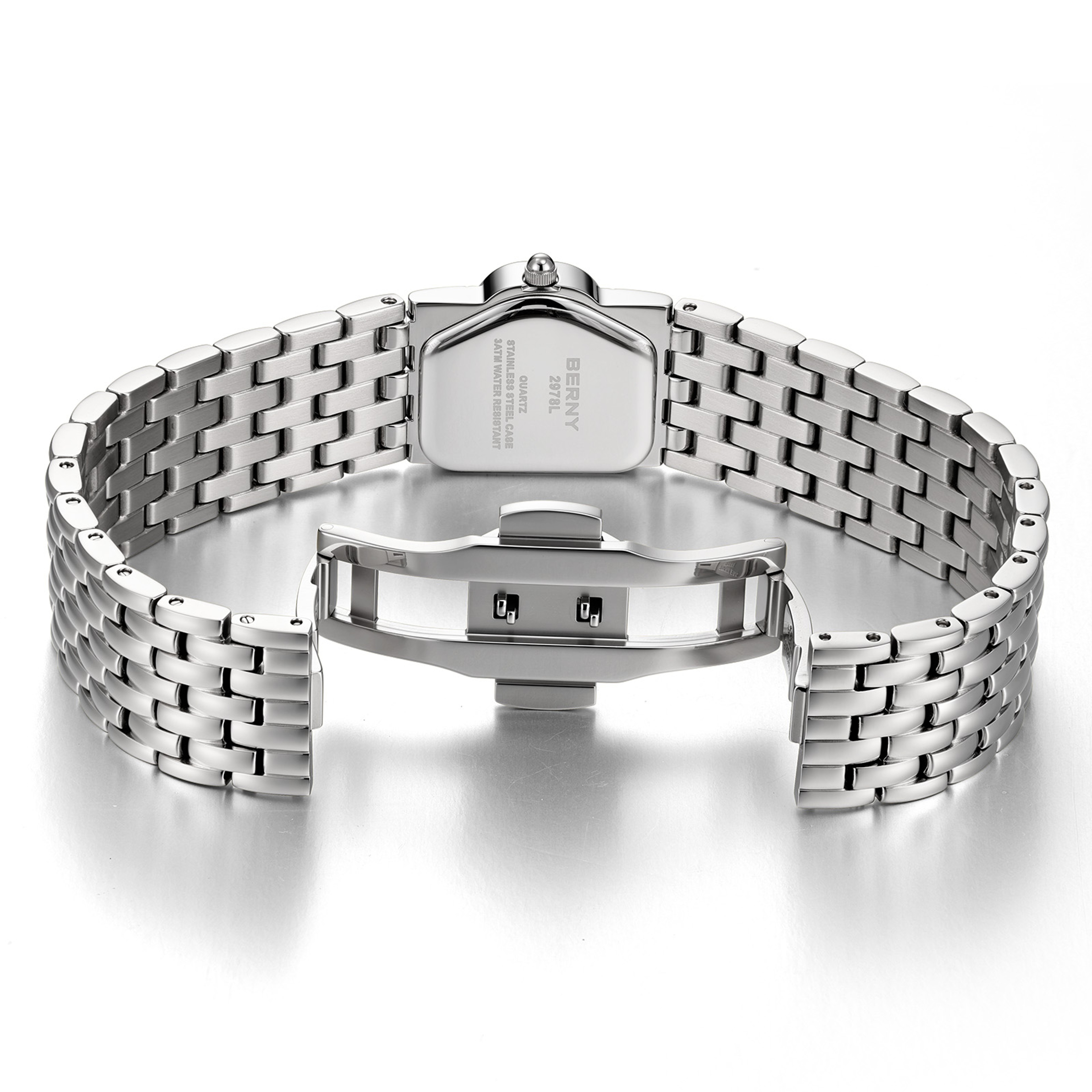 Elegant Triangle Dial Silver Womens Quartz Stainless Steel Dress Watch 2