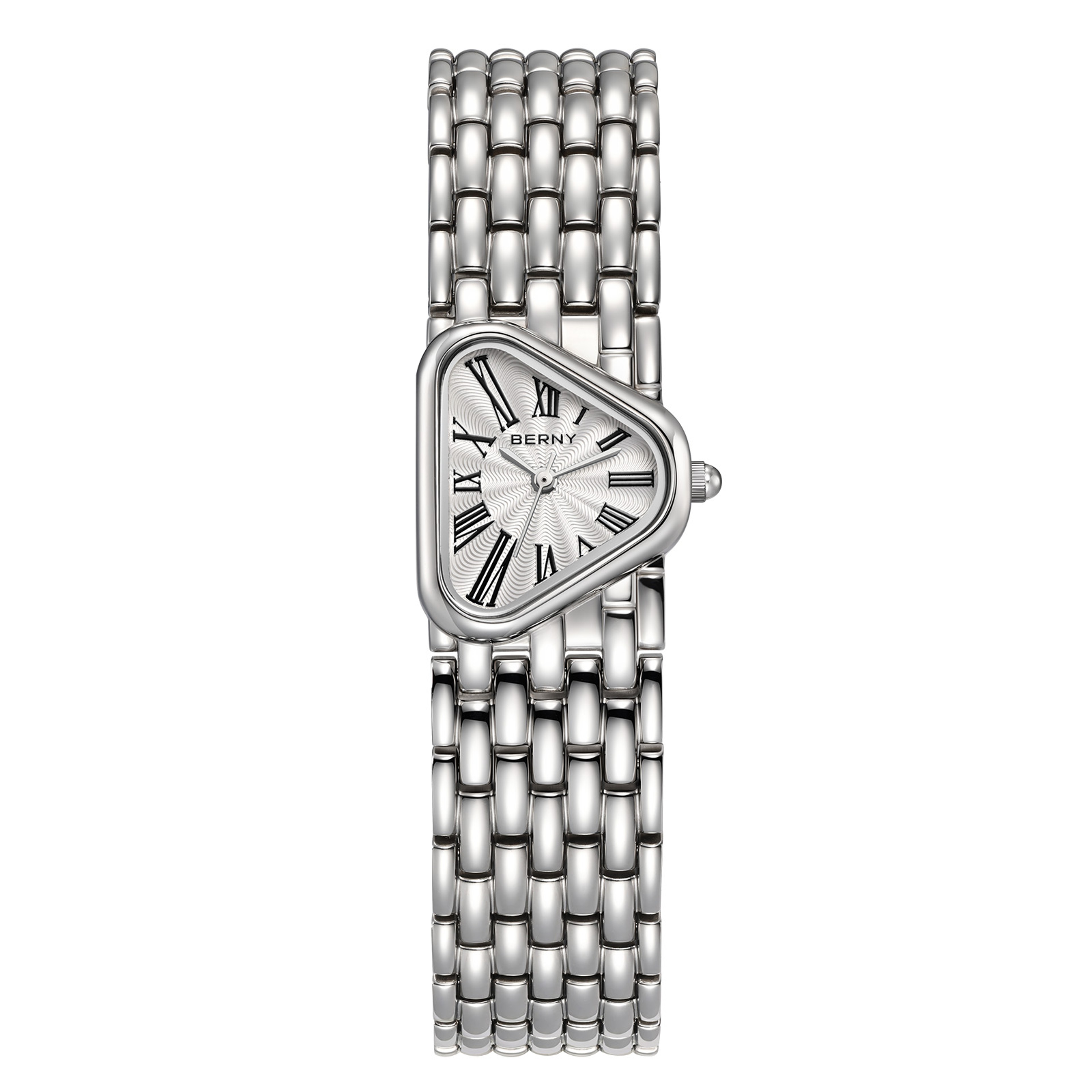 Elegant Triangle Dial Silver Womens Quartz Stainless Steel Dress Watch 5