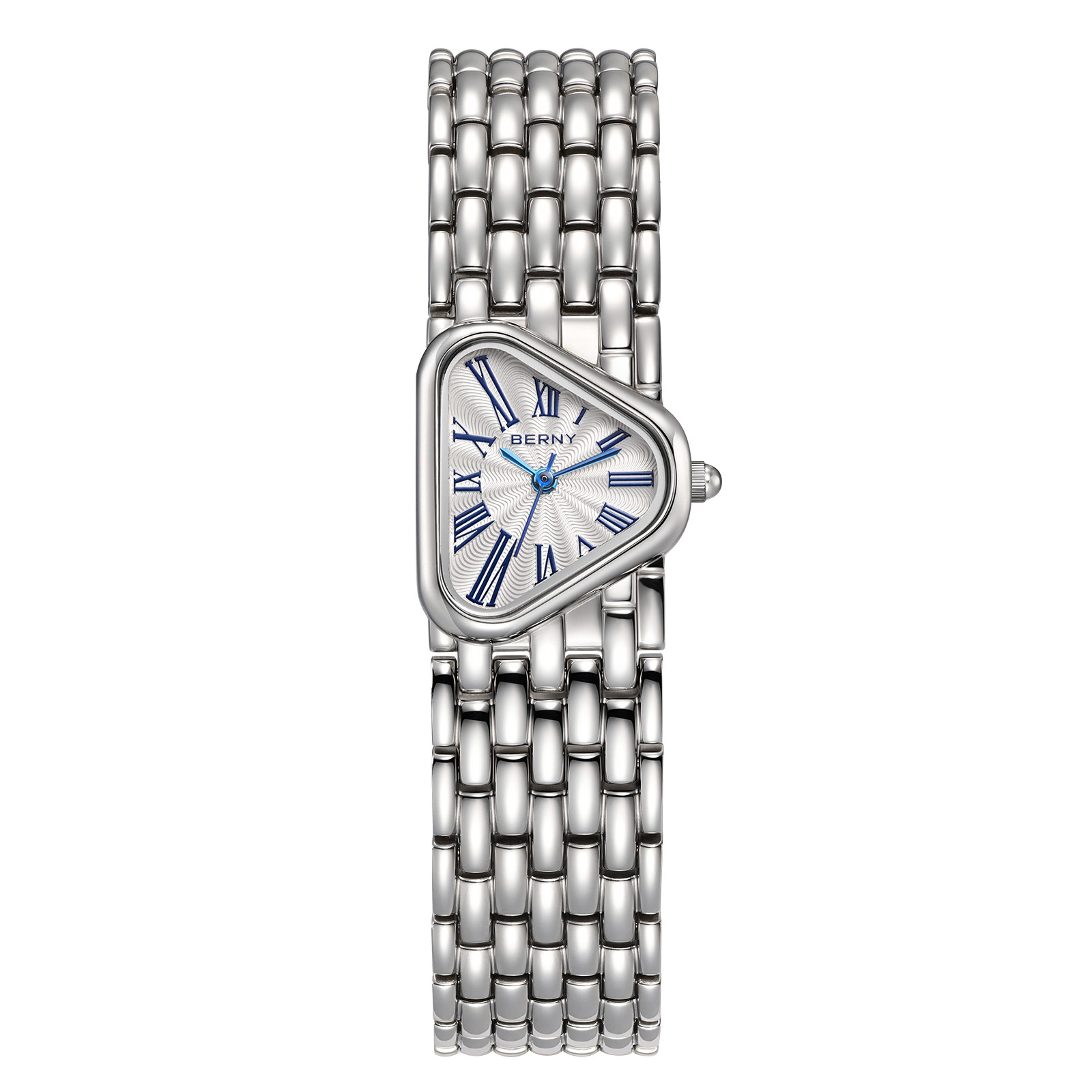 Elegant Triangle Dial Silver Womens Quartz Stainless Steel Dress Watch 7