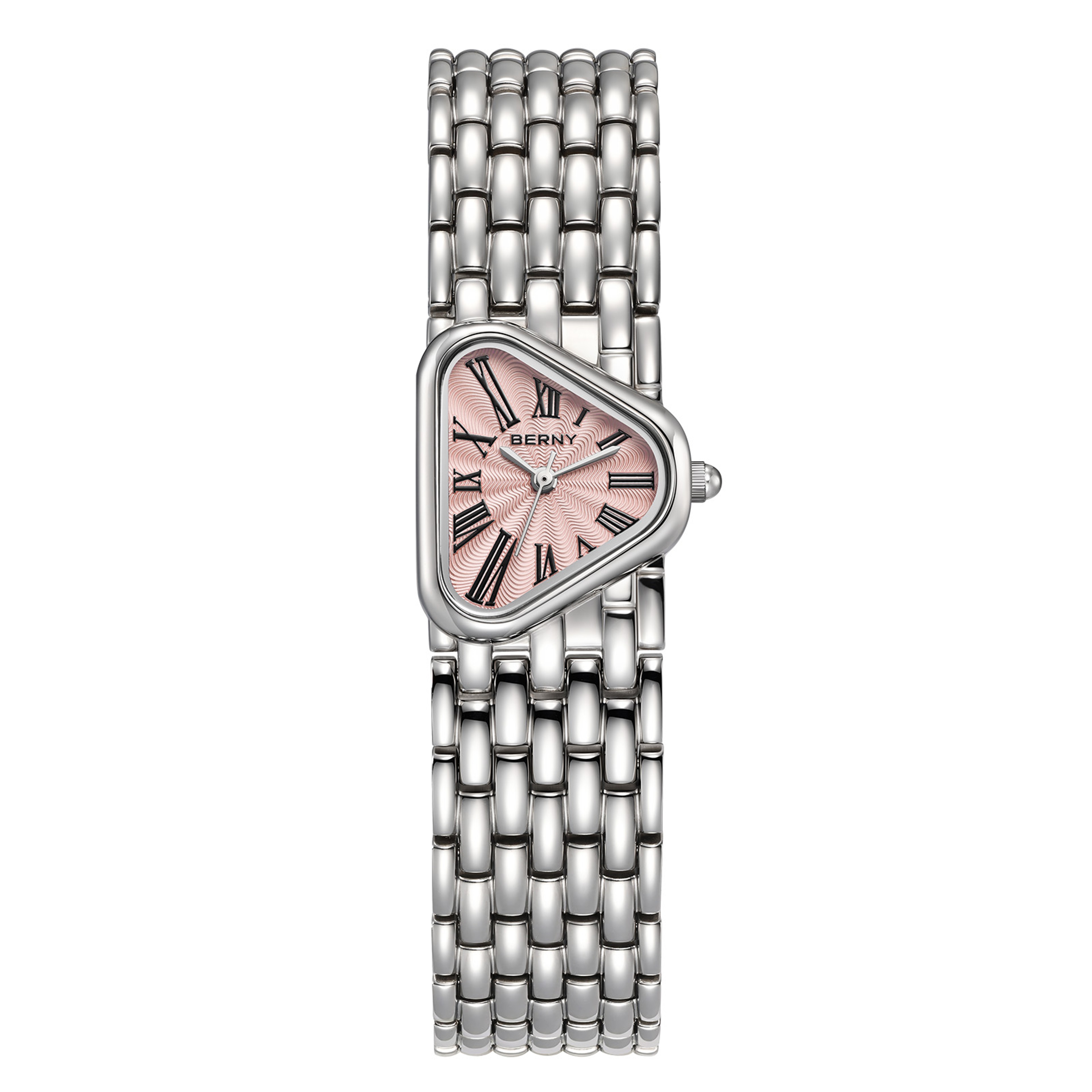 Elegant Triangle Dial Silver Womens Quartz Stainless Steel Dress Watch 6