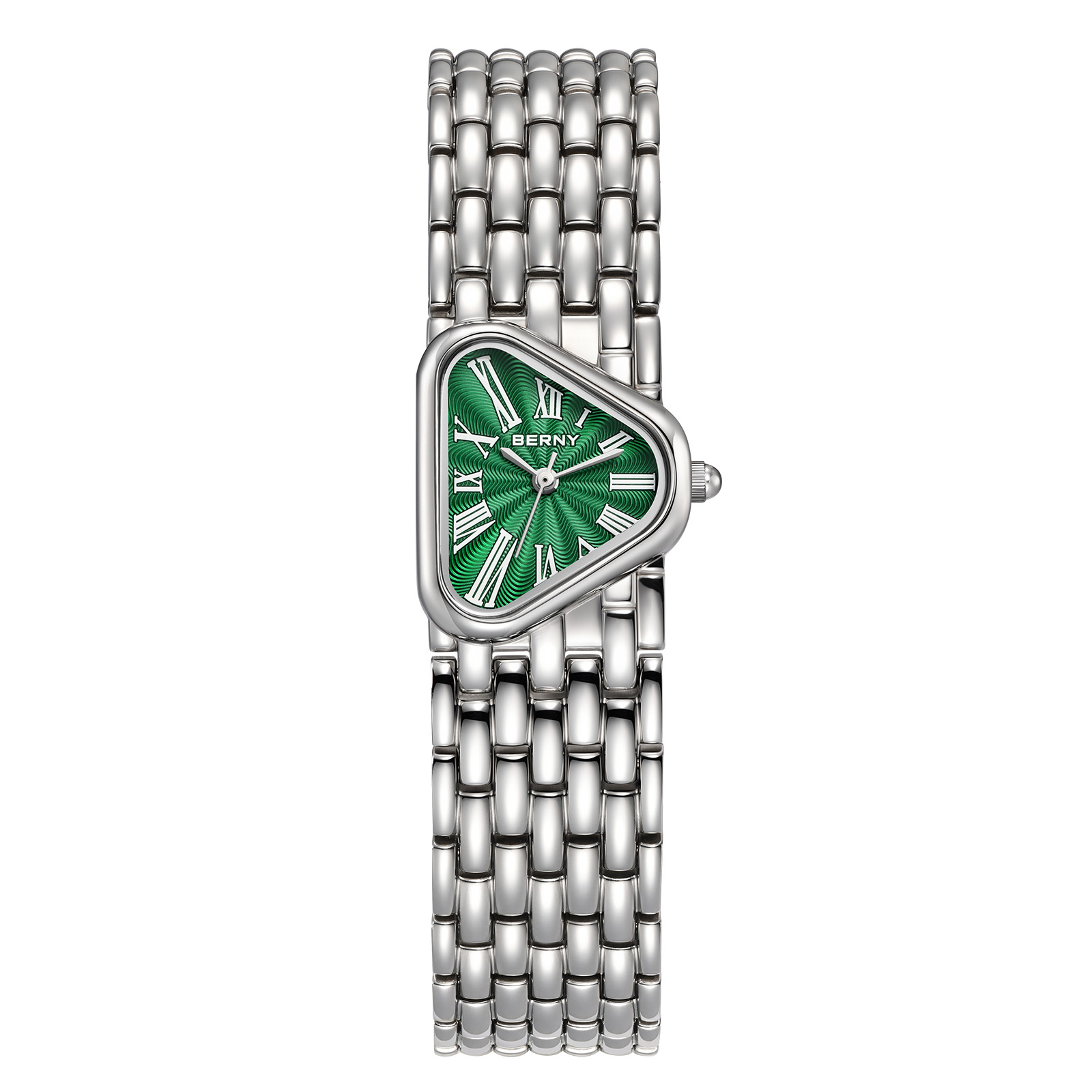 Elegant Triangle Dial Silver Womens Quartz Stainless Steel Dress Watch 8