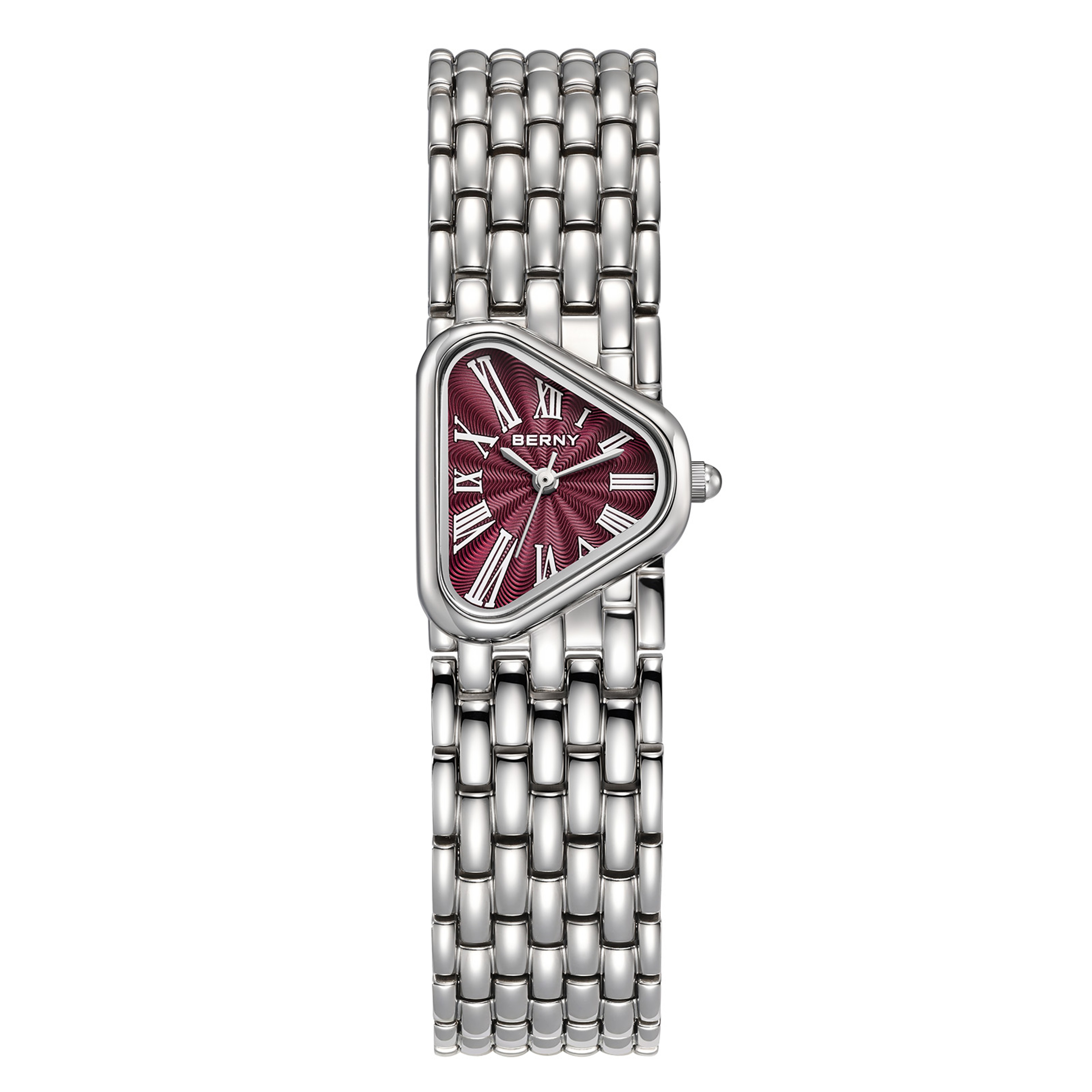 Elegant Triangle Dial Silver Womens Quartz Stainless Steel Dress Watch 9