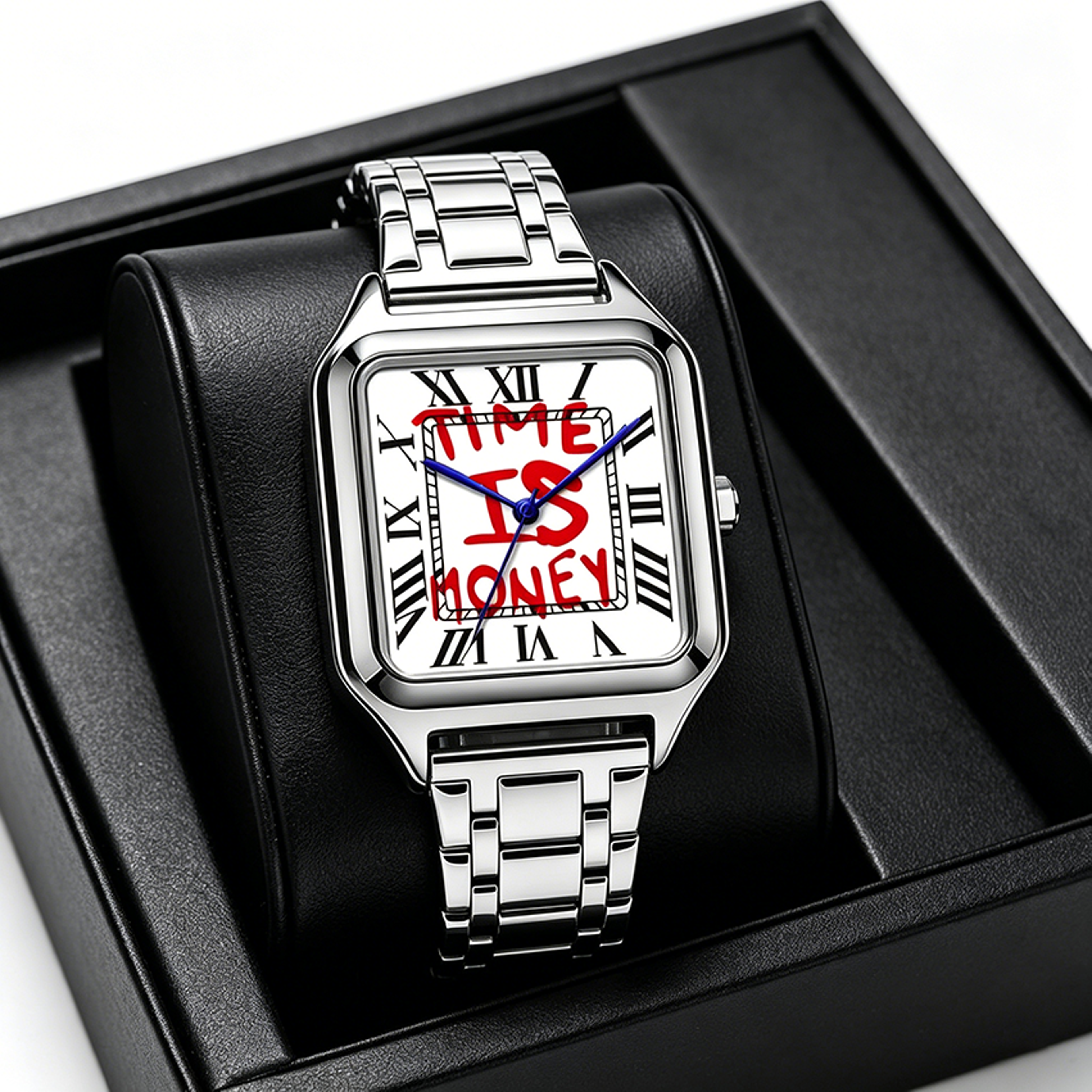 Time Is Money Square Mens Quartz Watch Graffiti Dial Hip Hop Streetwear Watch 0