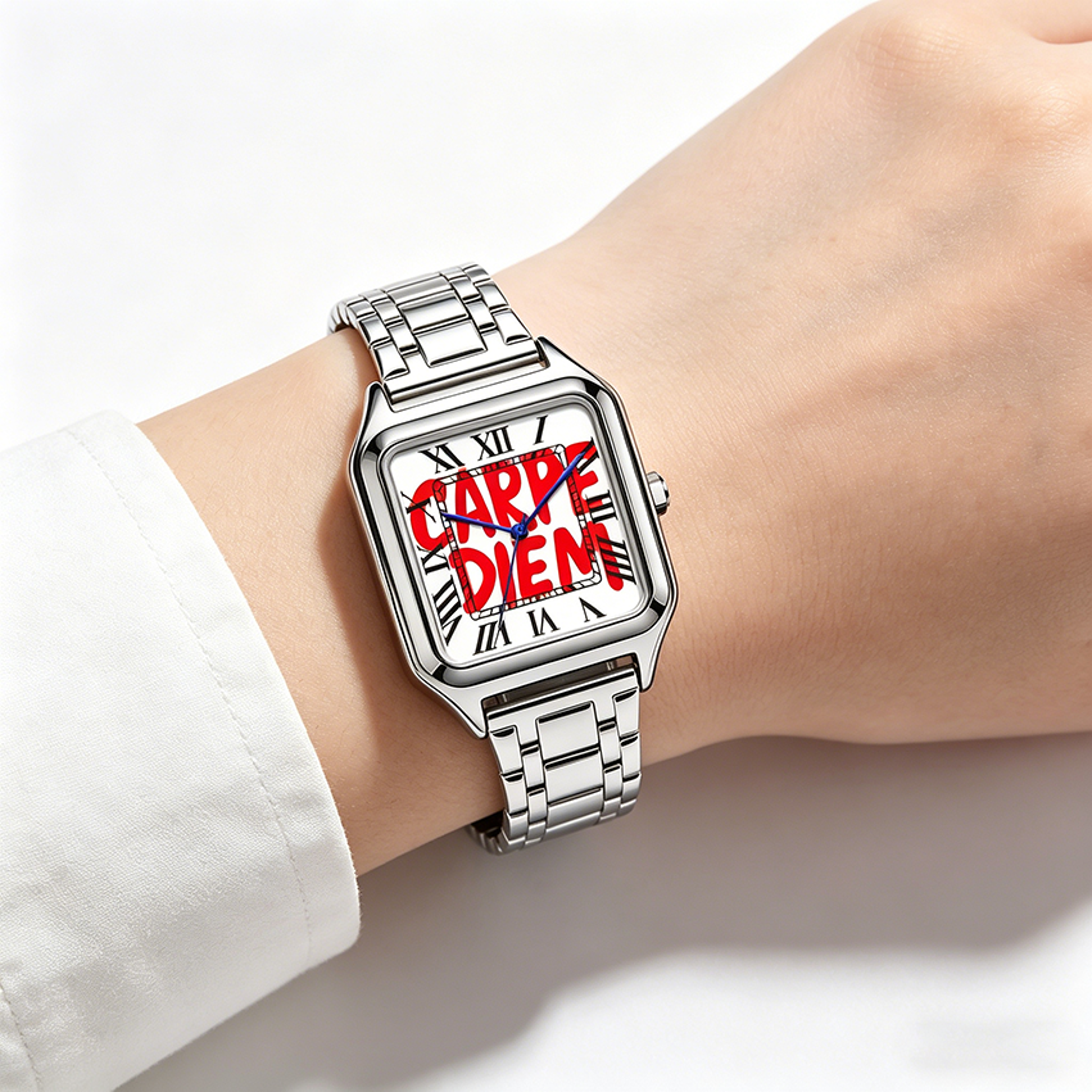 Time Is Money Square Mens Quartz Watch Graffiti Dial Hip Hop Streetwear Watch 4