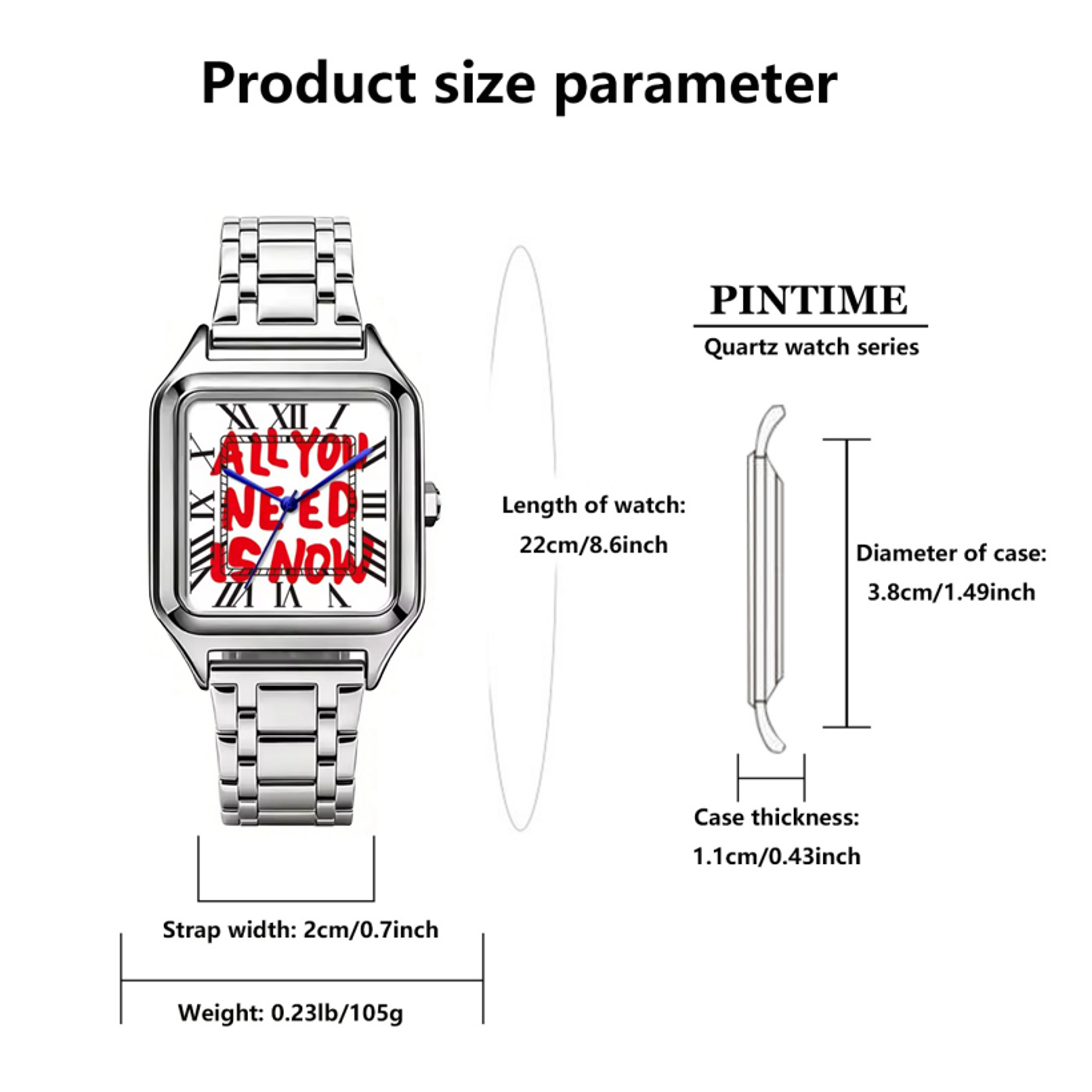 Time Is Money Square Mens Quartz Watch Graffiti Dial Hip Hop Streetwear Watch 5