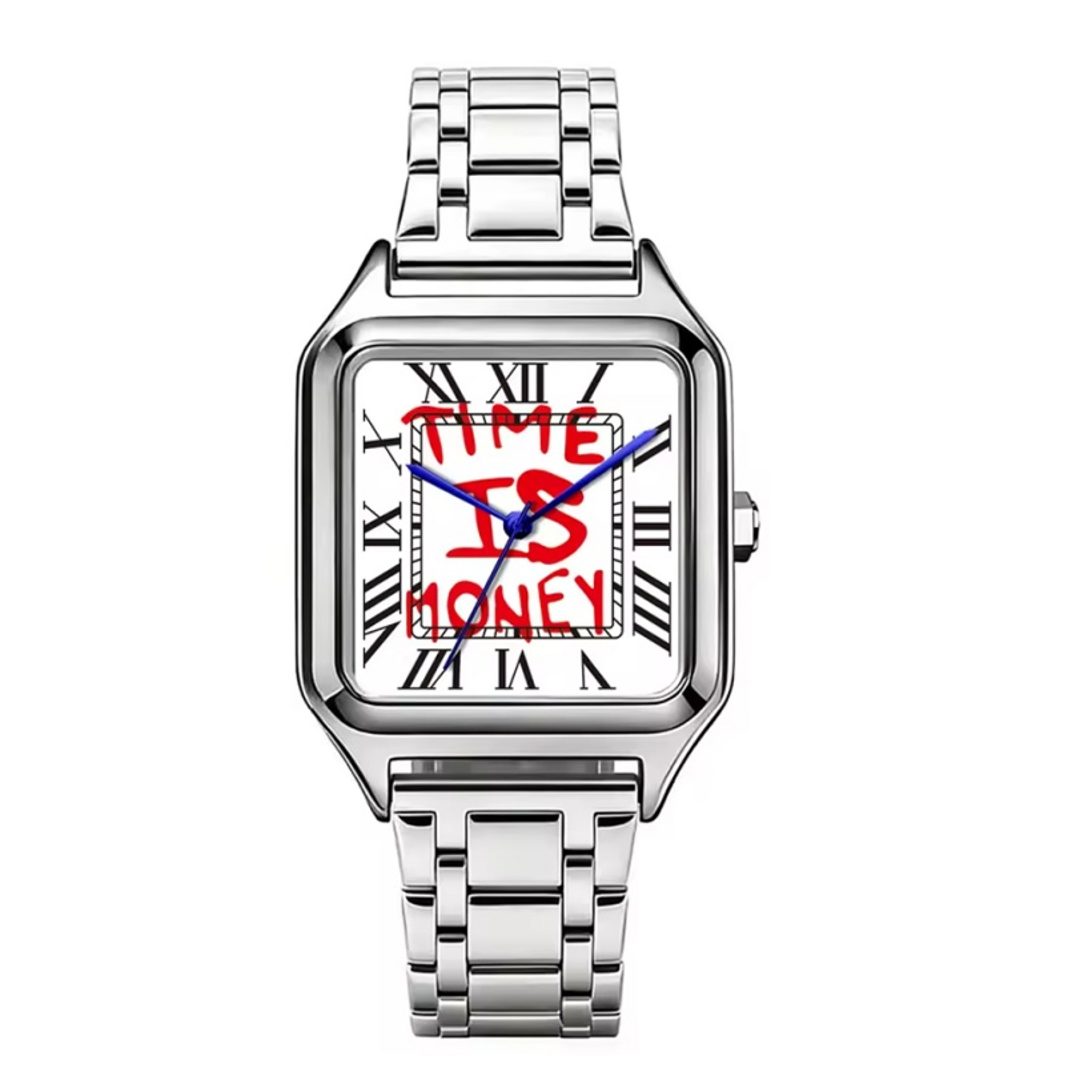 Time Is Money Square Mens Quartz Watch Graffiti Dial Hip Hop Streetwear Watch 9