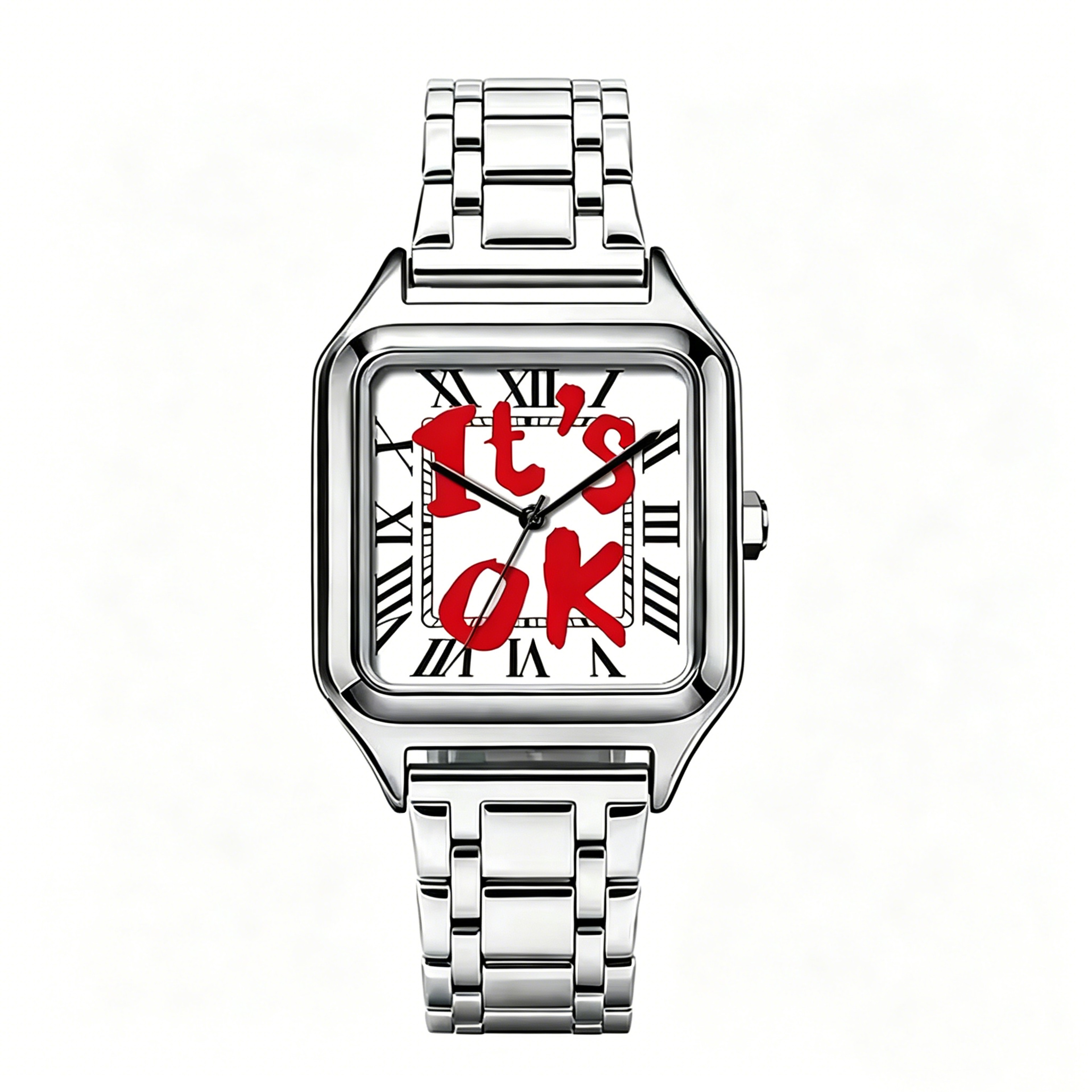 Time Is Money Square Mens Quartz Watch Graffiti Dial Hip Hop Streetwear Watch 12