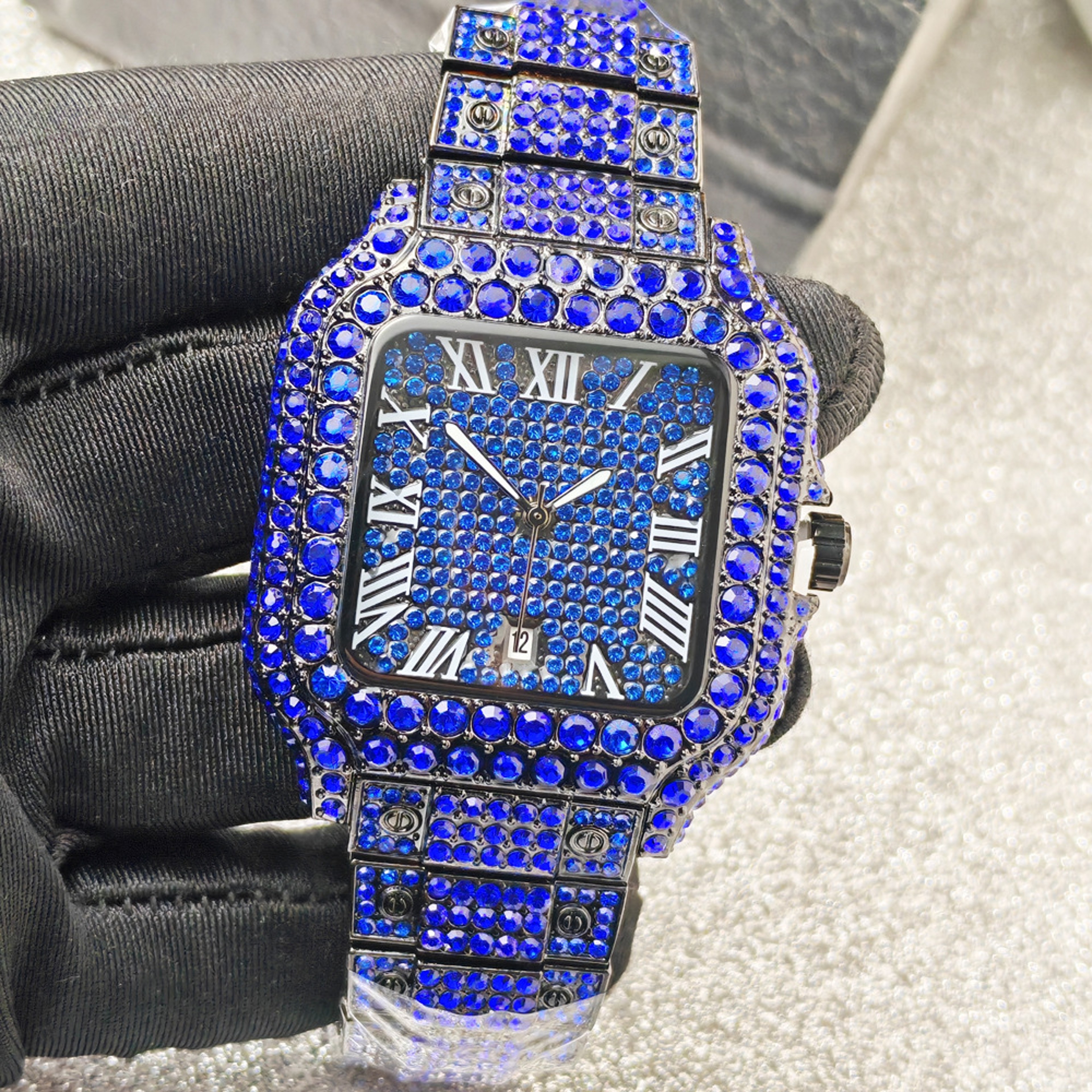 Silver Iced Out Quartz Watch For Men Stainless Steel Hip Hop Wristwatch 1