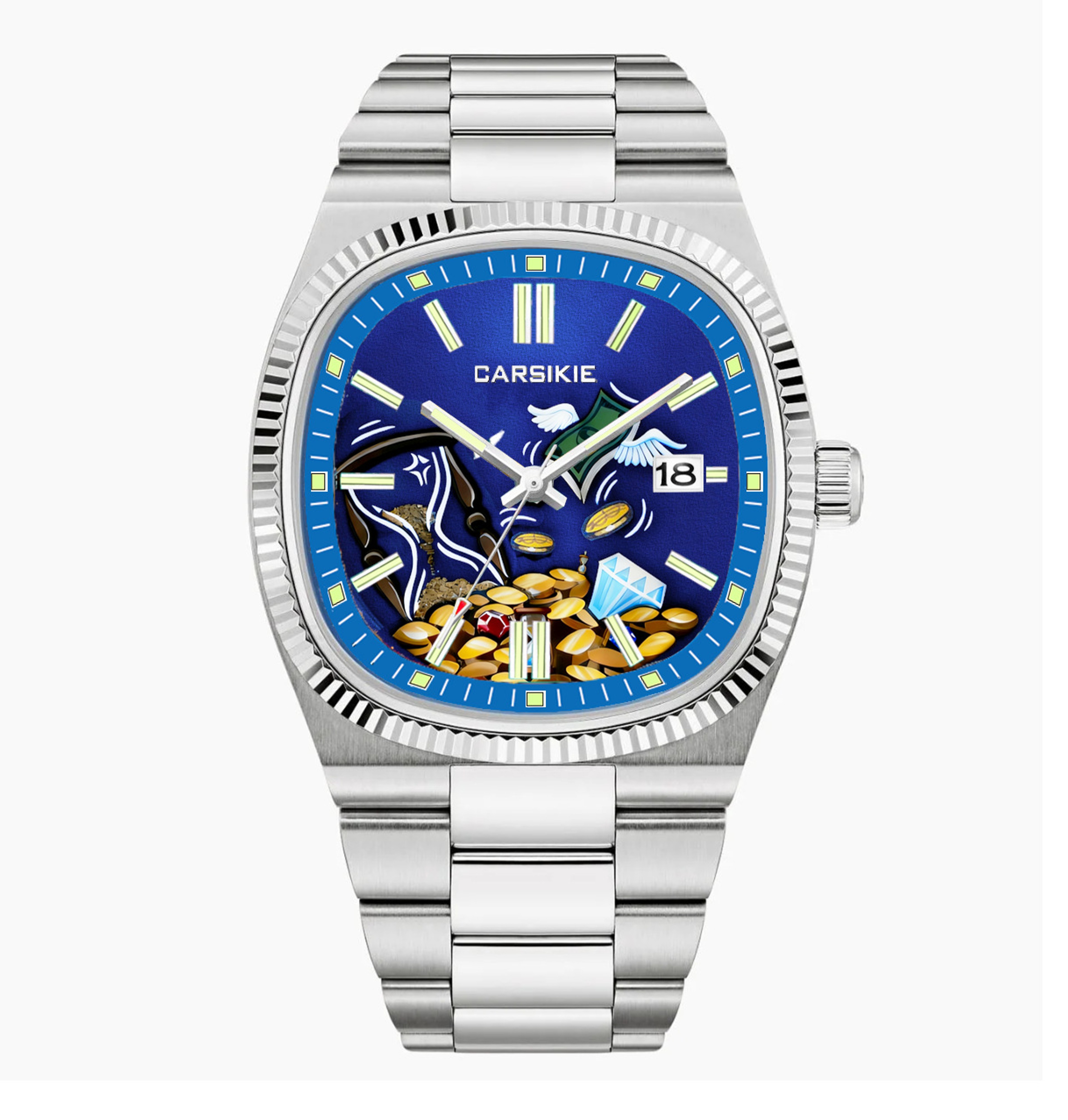 Creative Oil Painting Dial Mens Quartz Watch With Steel Band 9