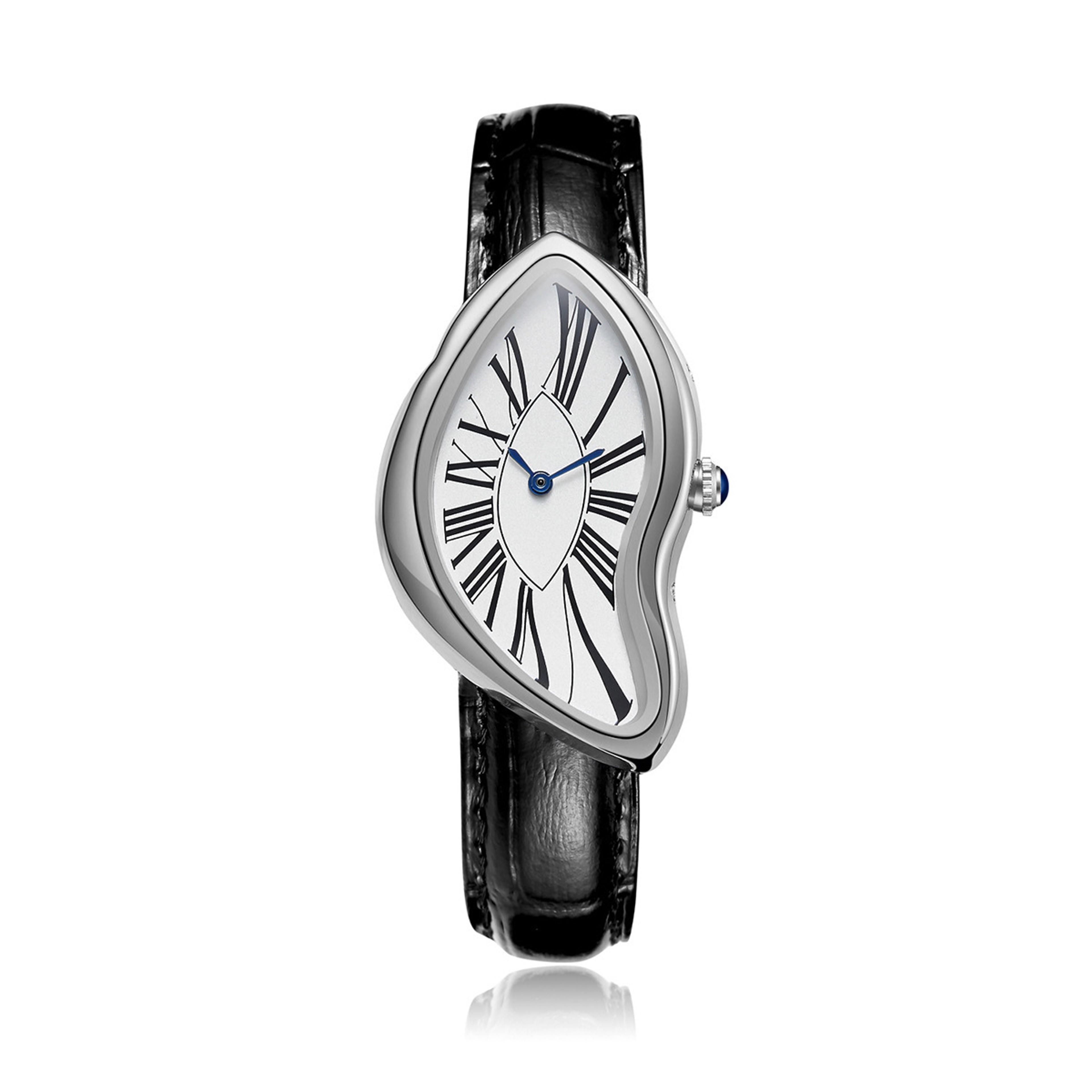 Diamond Dial Twisted Case Quartz Watch With Leather Strap 6