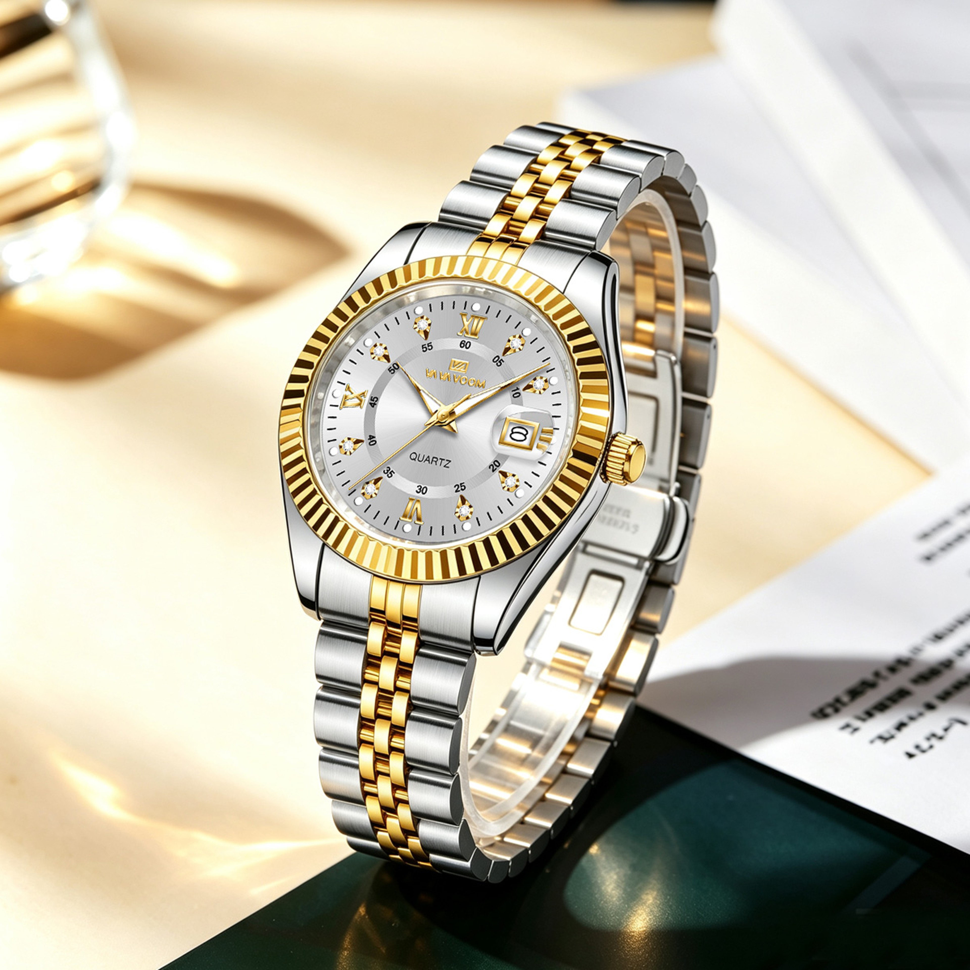 Luxury Diamond Women Quartz Watch 28mm Stainless Steel Waterproof Dress Watch – view 3