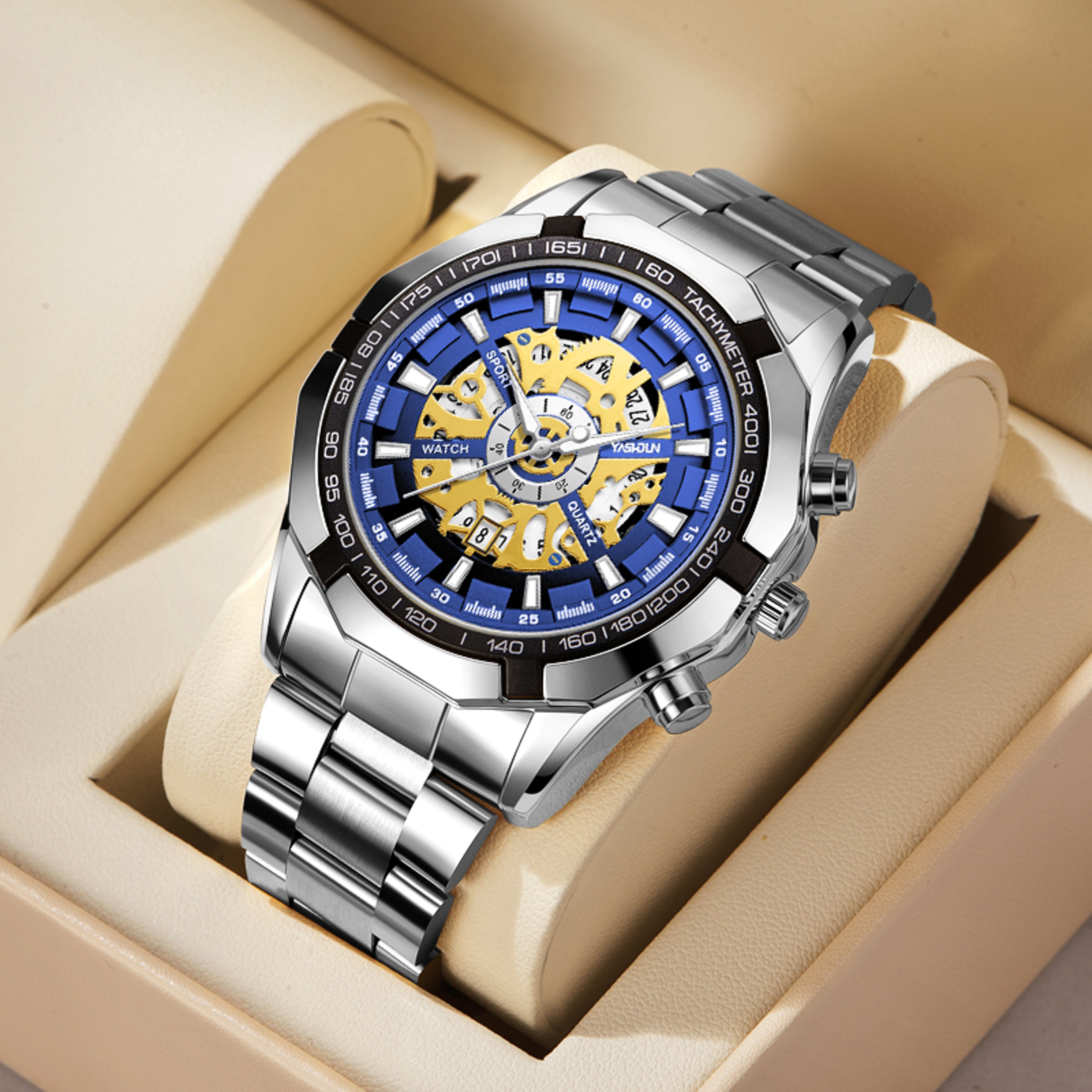 Luxury Business Quartz Watch for Men Stainless Steel Waterproof Luminous Wristwatch – view 2