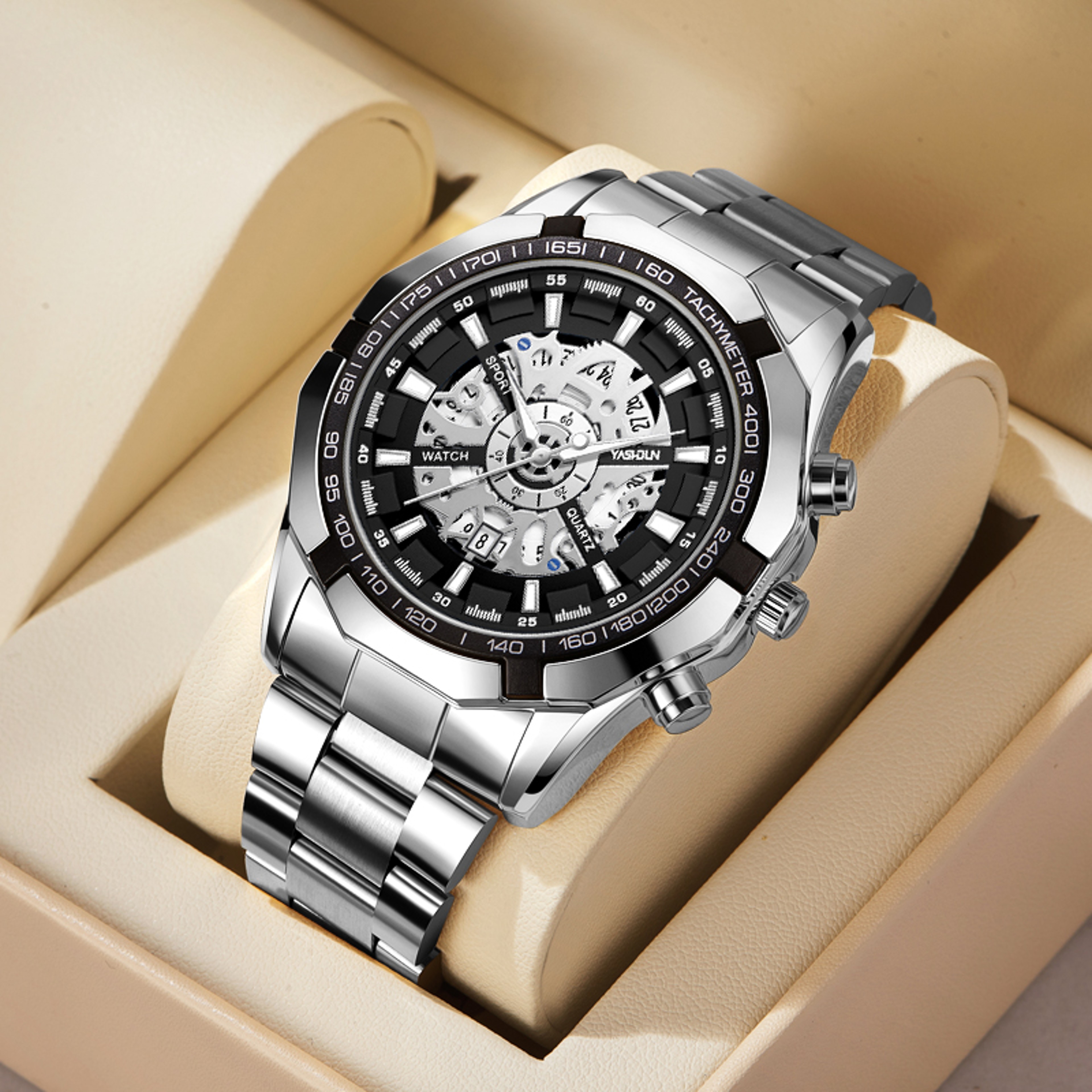 Luxury Business Quartz Watch for Men Stainless Steel Waterproof Luminous Wristwatch – view 6