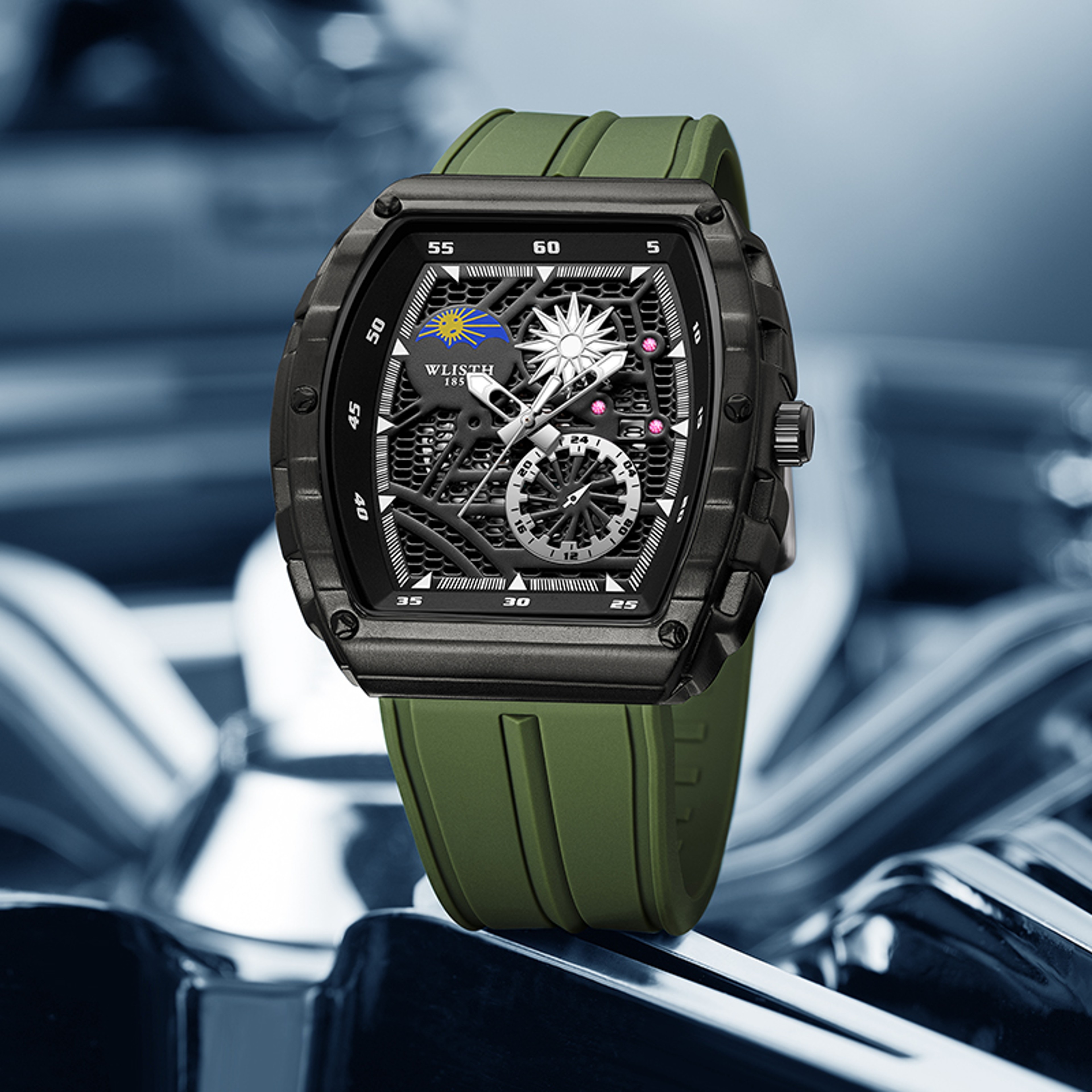 Mens Wine Barrel Skeleton Quartz Watch for Stylish Everyday Wear – view 3