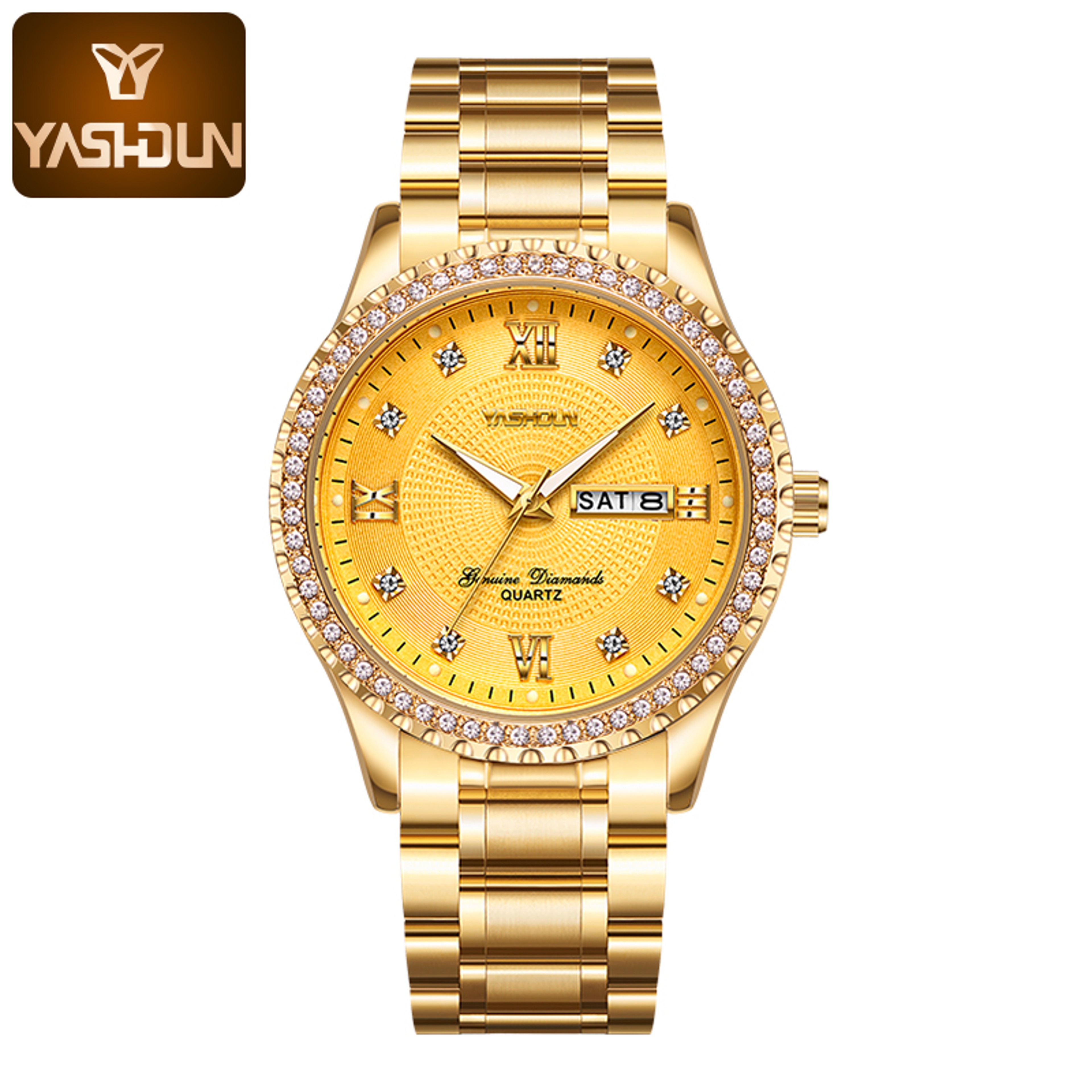 Luxury Mens Watch Stainless Steel Diamond Dial Waterproof Quartz Business Watch – view 8