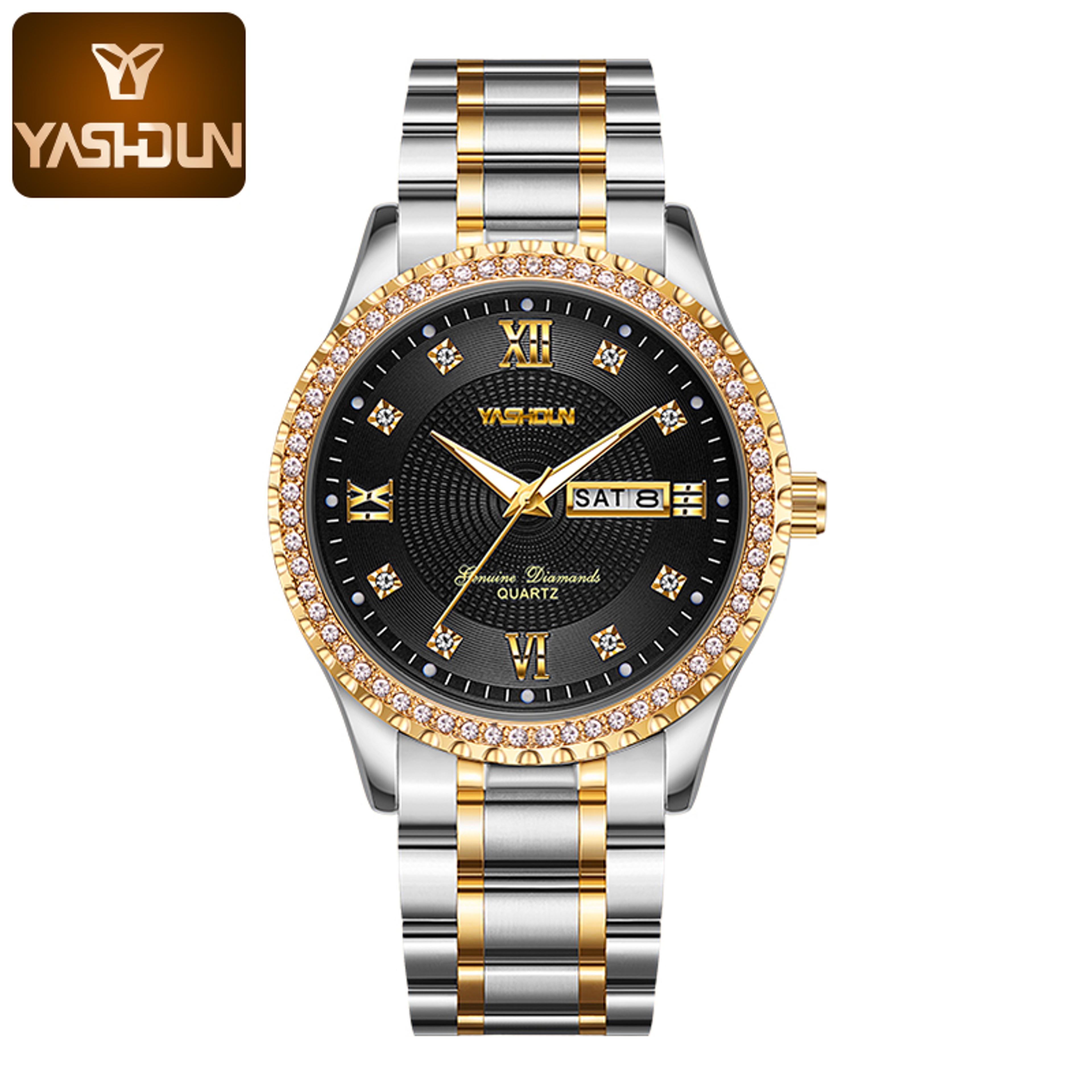 Luxury Mens Watch Stainless Steel Diamond Dial Waterproof Quartz Business Watch – view 7