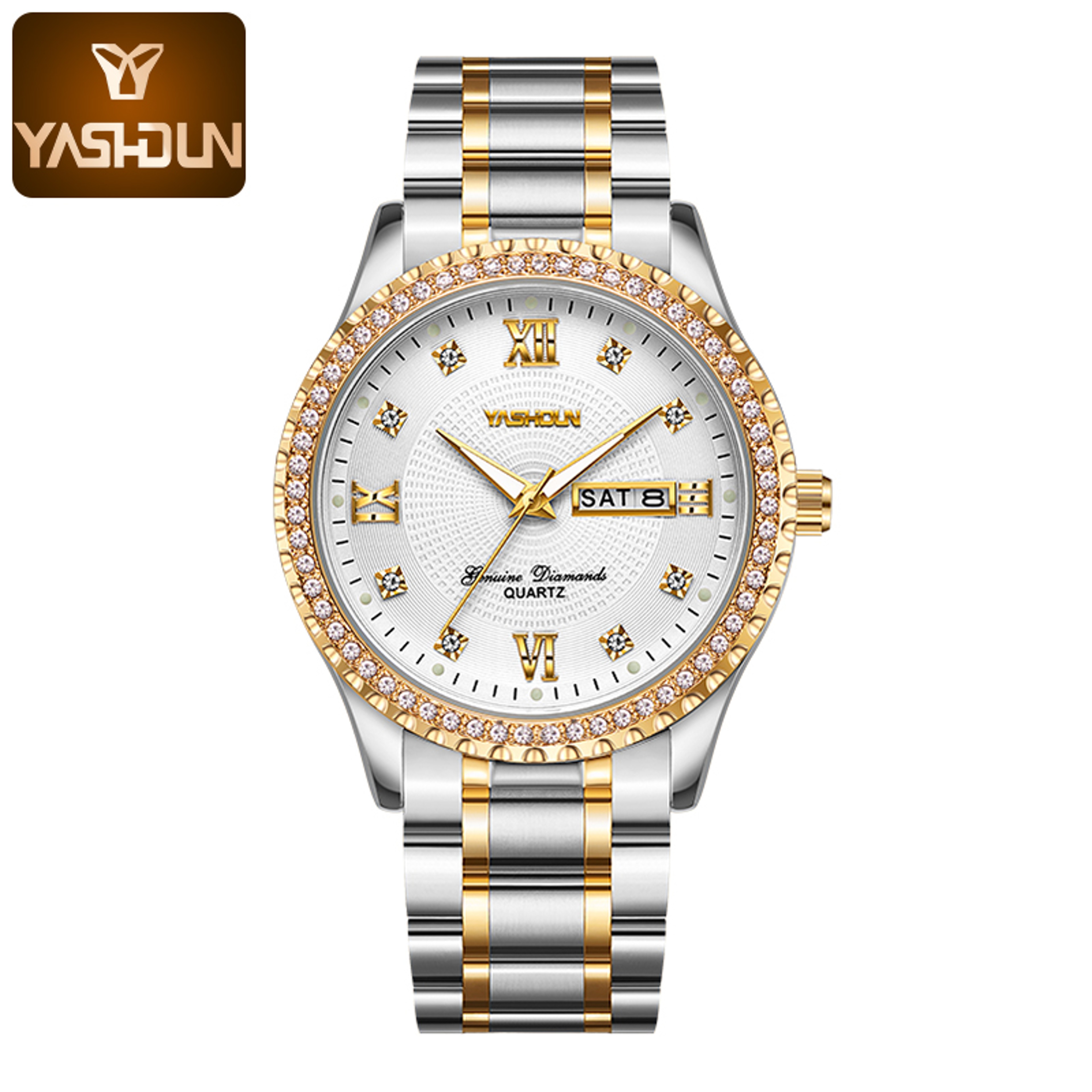Luxury Mens Watch Stainless Steel Diamond Dial Waterproof Quartz Business Watch – view 10