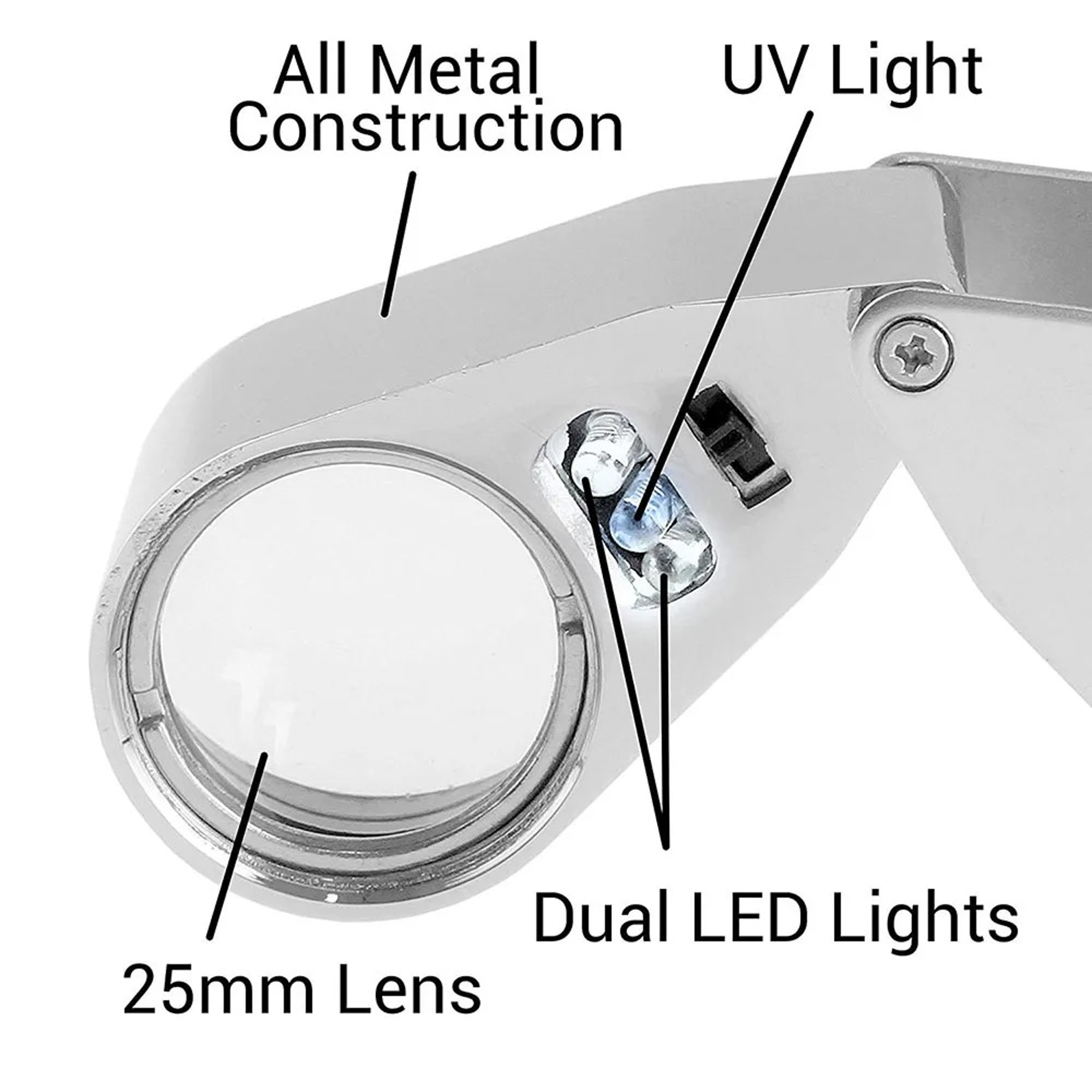 Illuminated Jewelers Loupe Magnifier Folding Pocket Magnifying Glass with LED Light – view 4