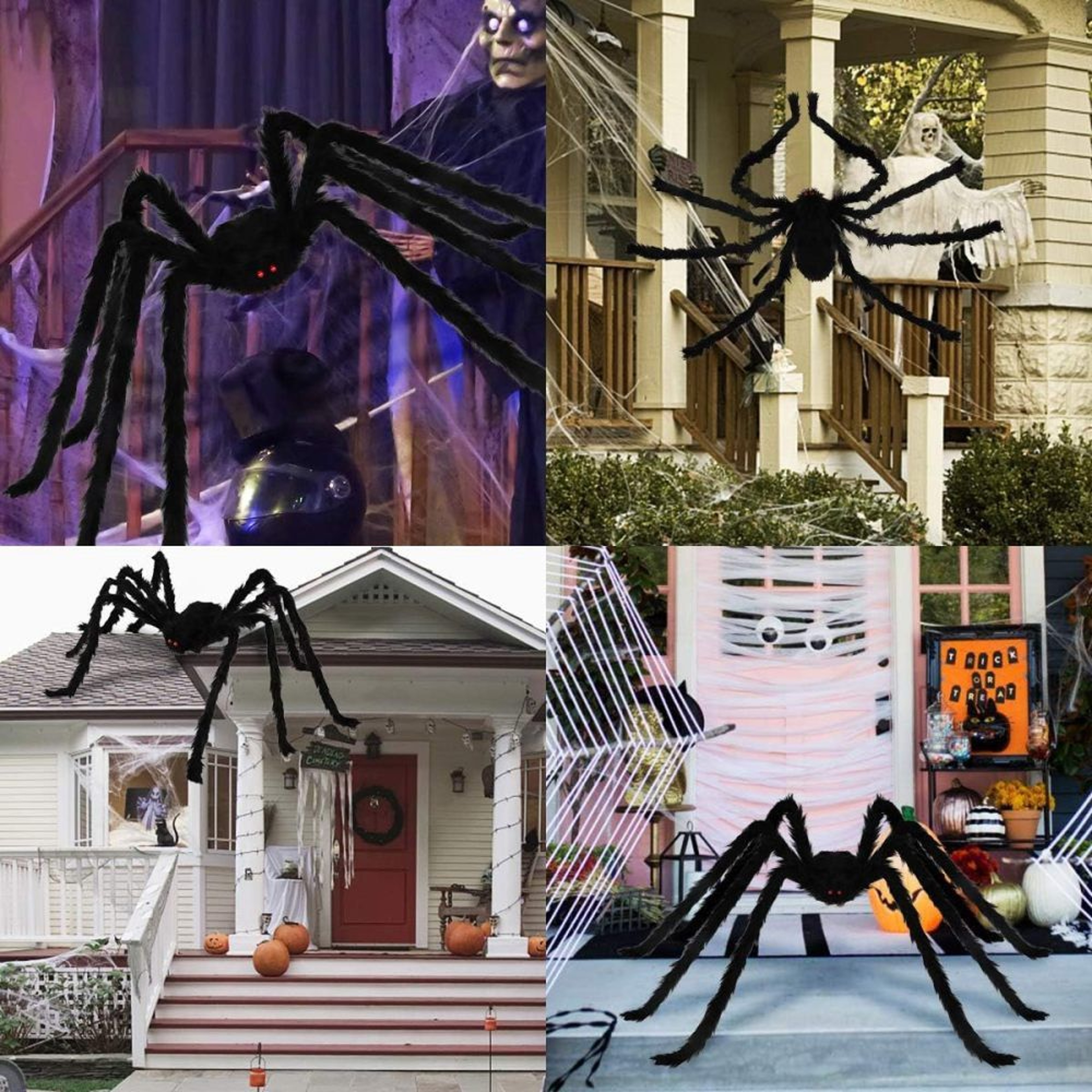 Giant Halloween Spider Decorations With Bendable Legs And Red Eyes 2