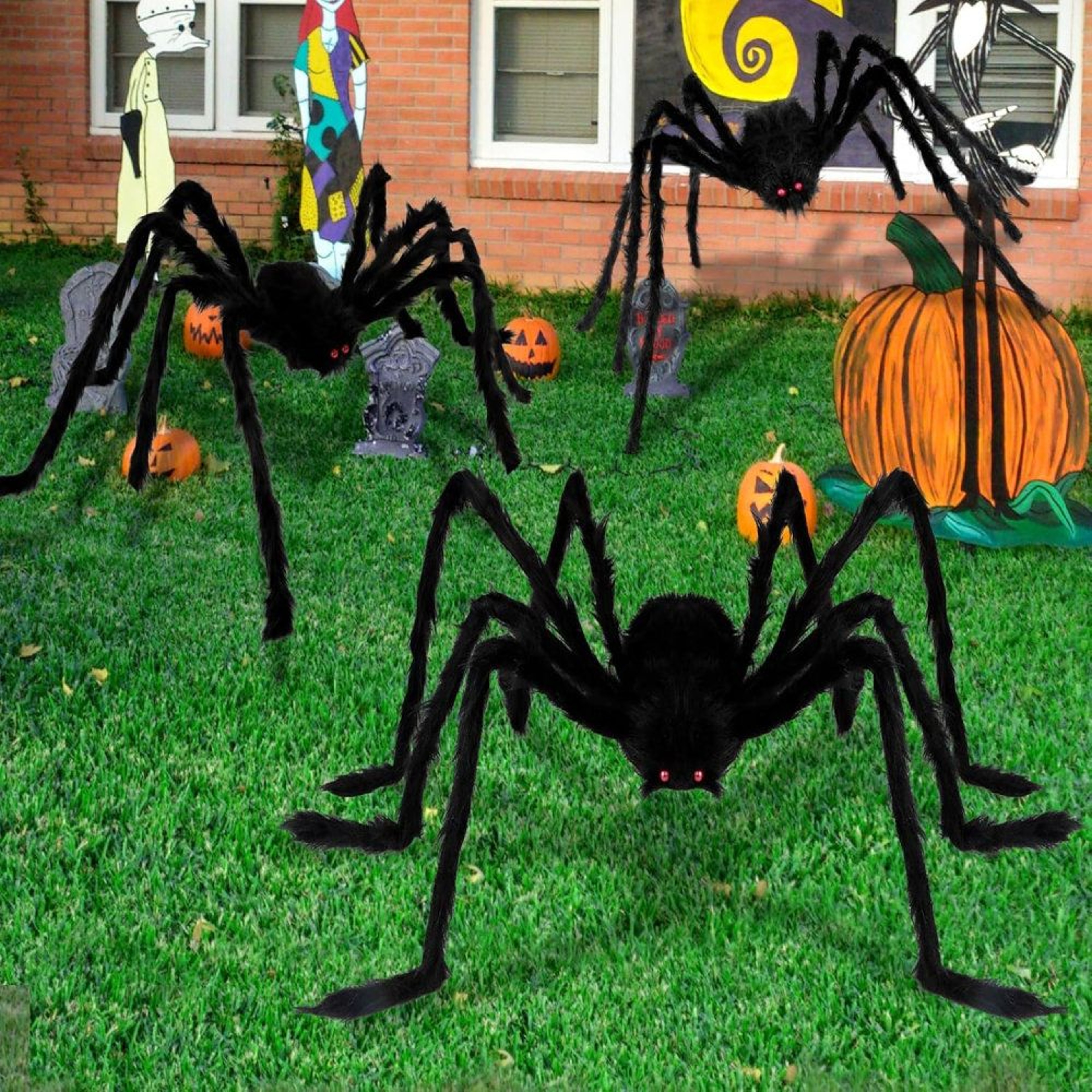 Giant Halloween Spider Decorations With Bendable Legs And Red Eyes 5