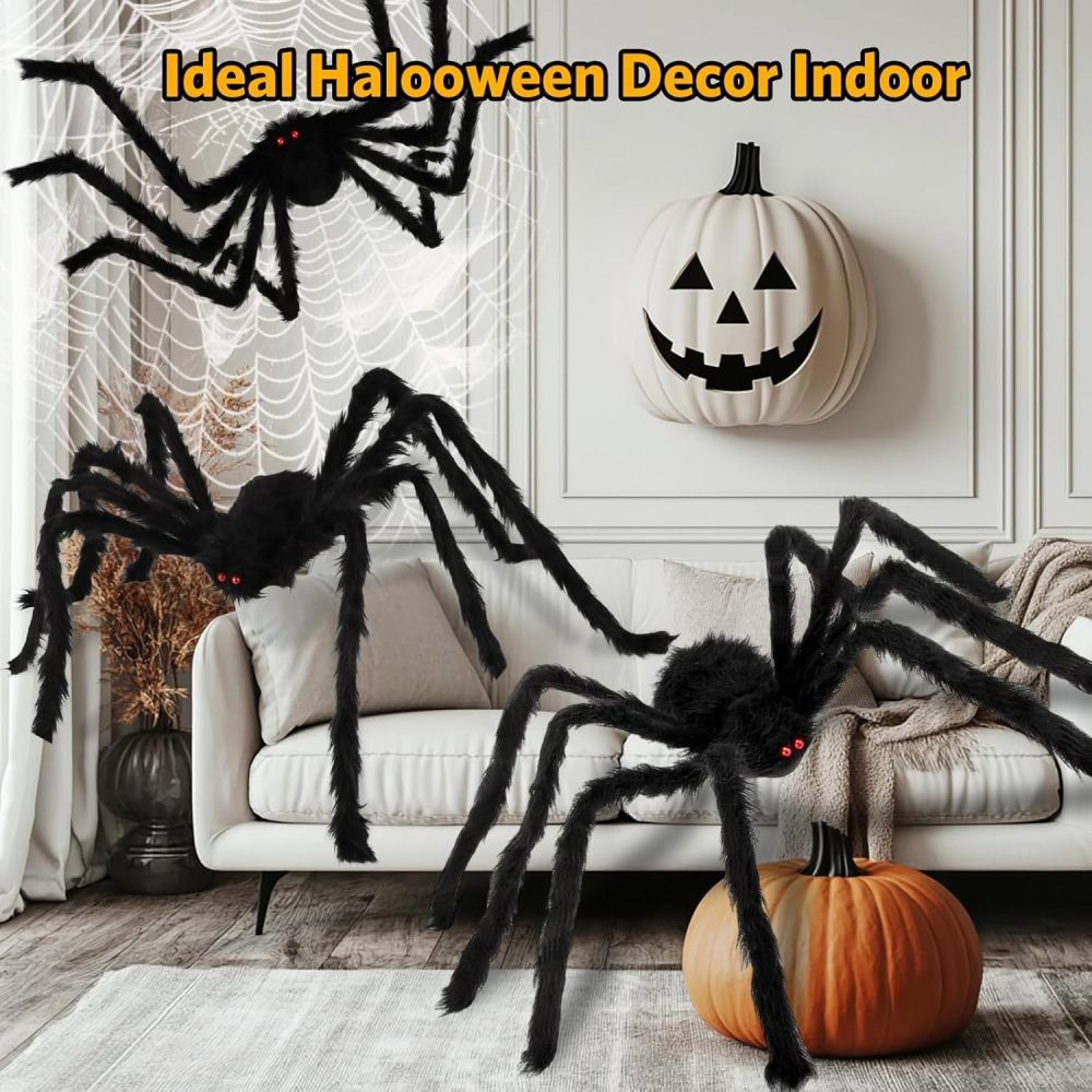 Giant Halloween Spider Decorations With Bendable Legs And Red Eyes 3