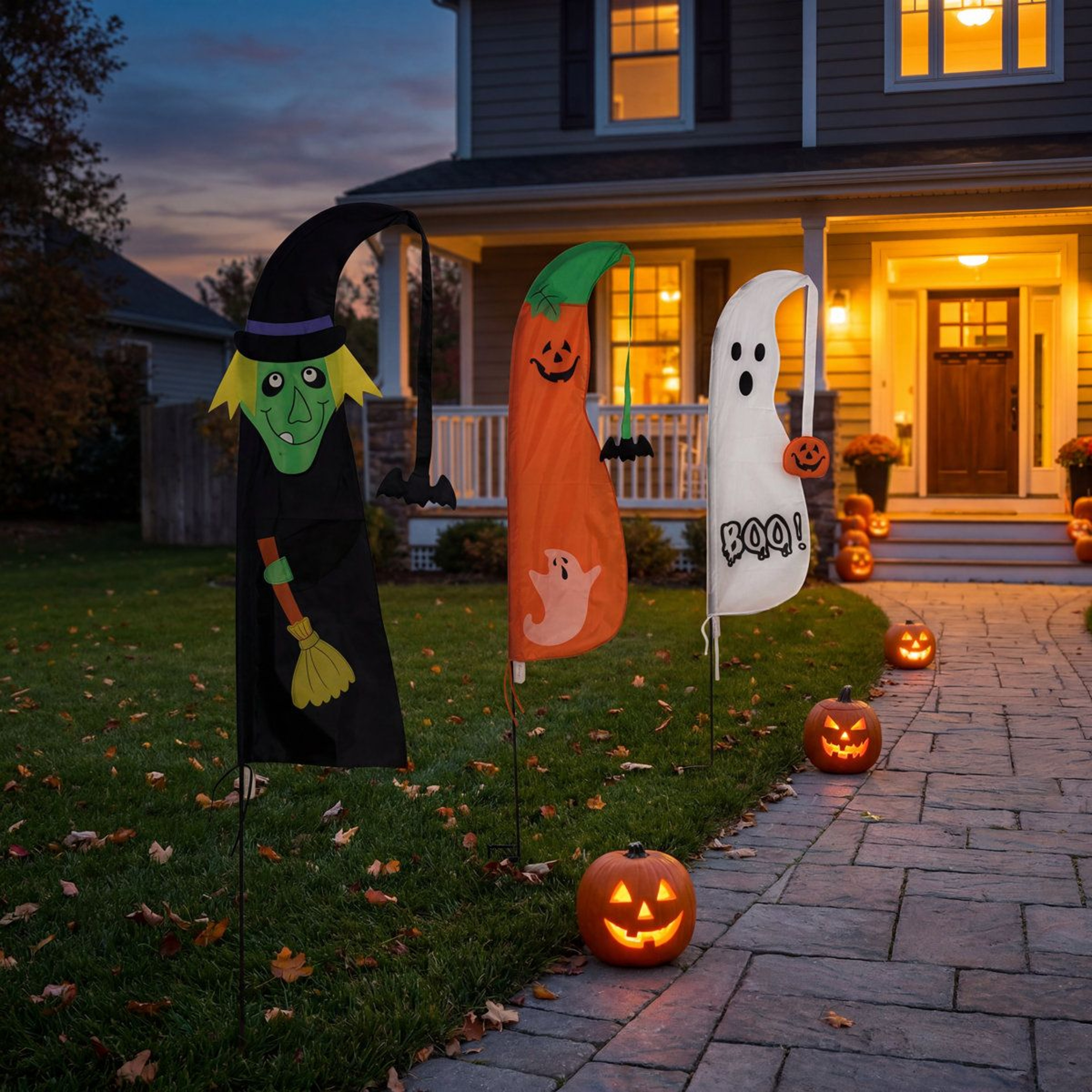 Halloween Garden Flags With Nylon Fabric And Fiberglass Poles 1