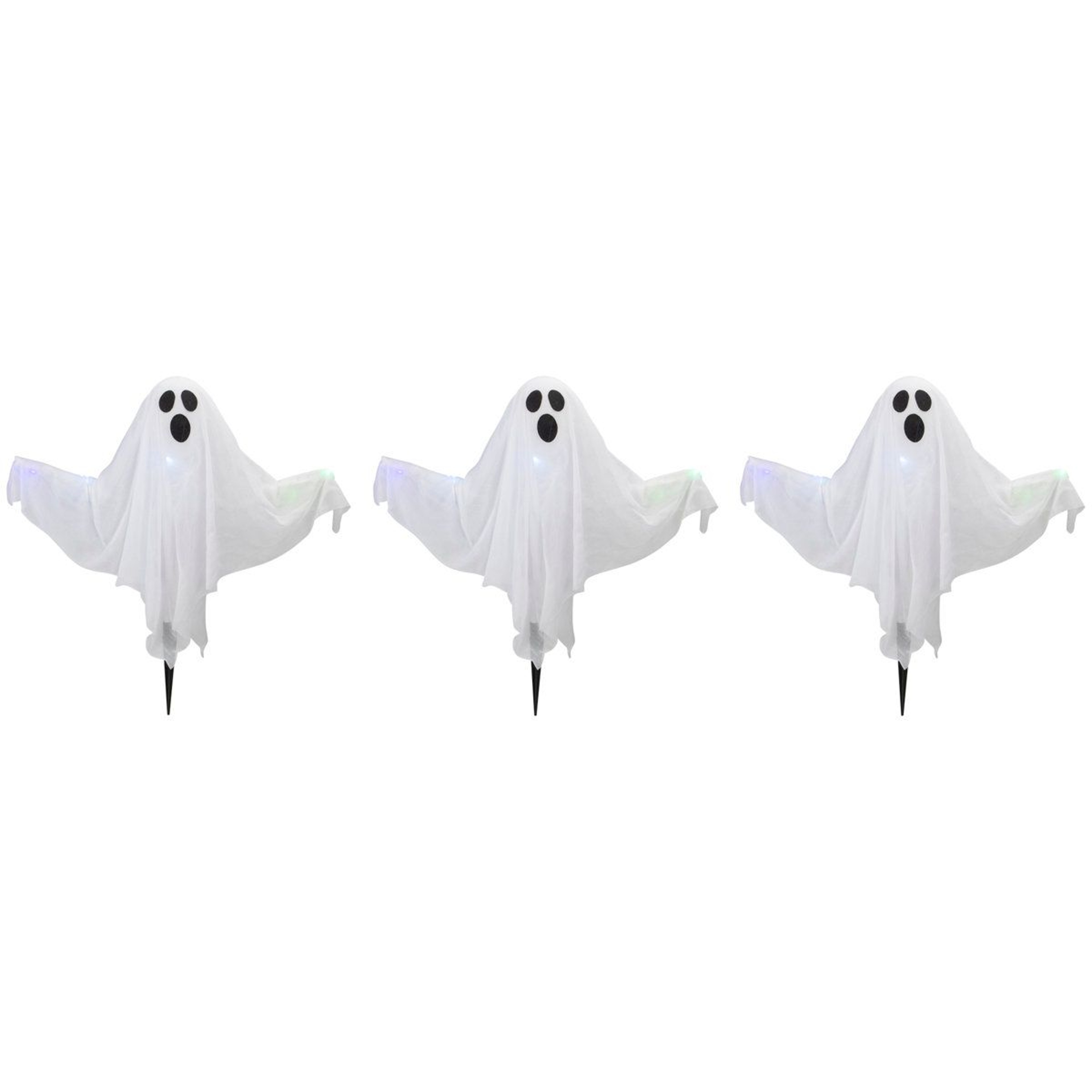 Lighted White Ghost Halloween Lawn Stakes 2