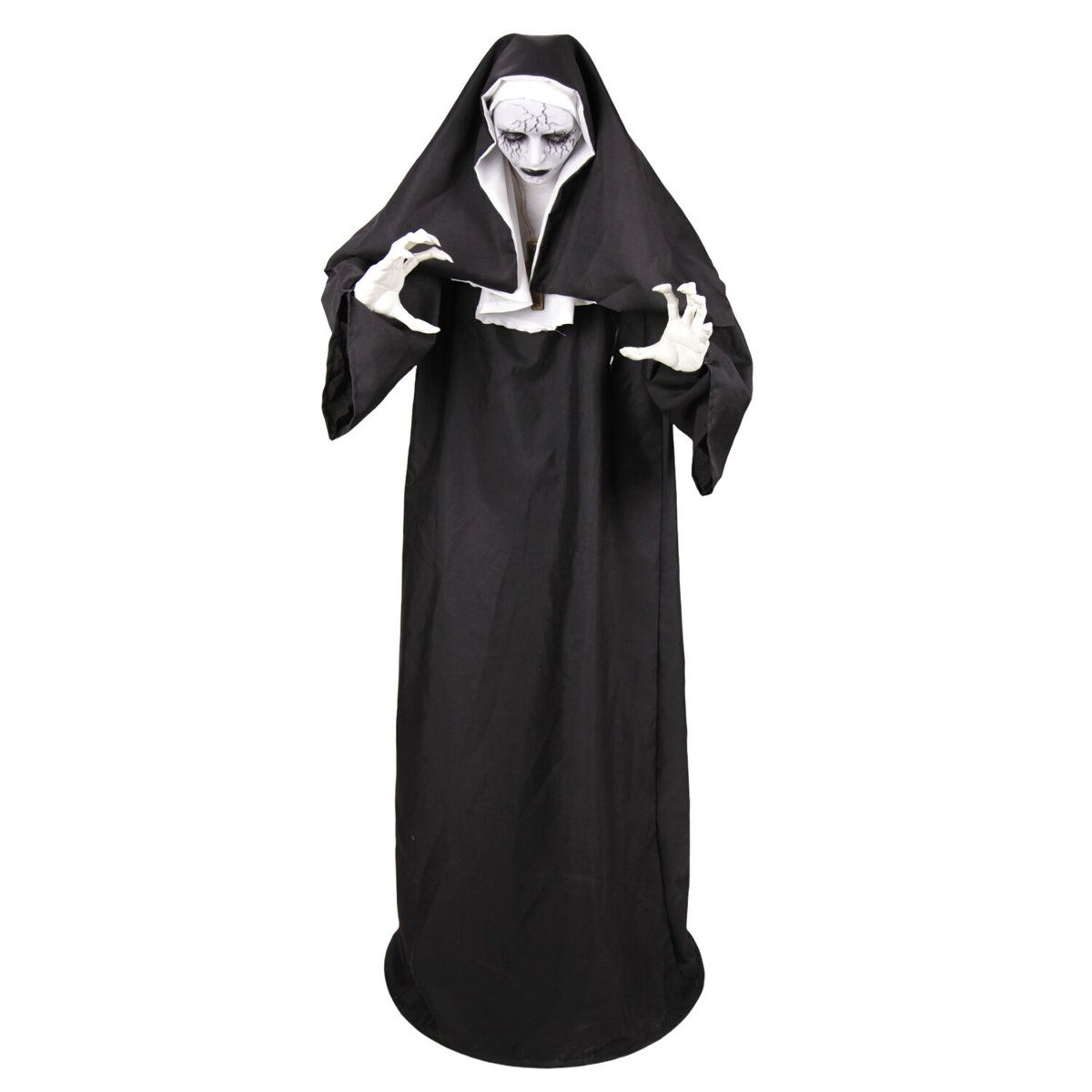 Standing Jump Scare Nun Halloween Animatronic With Red LED Eyes 4