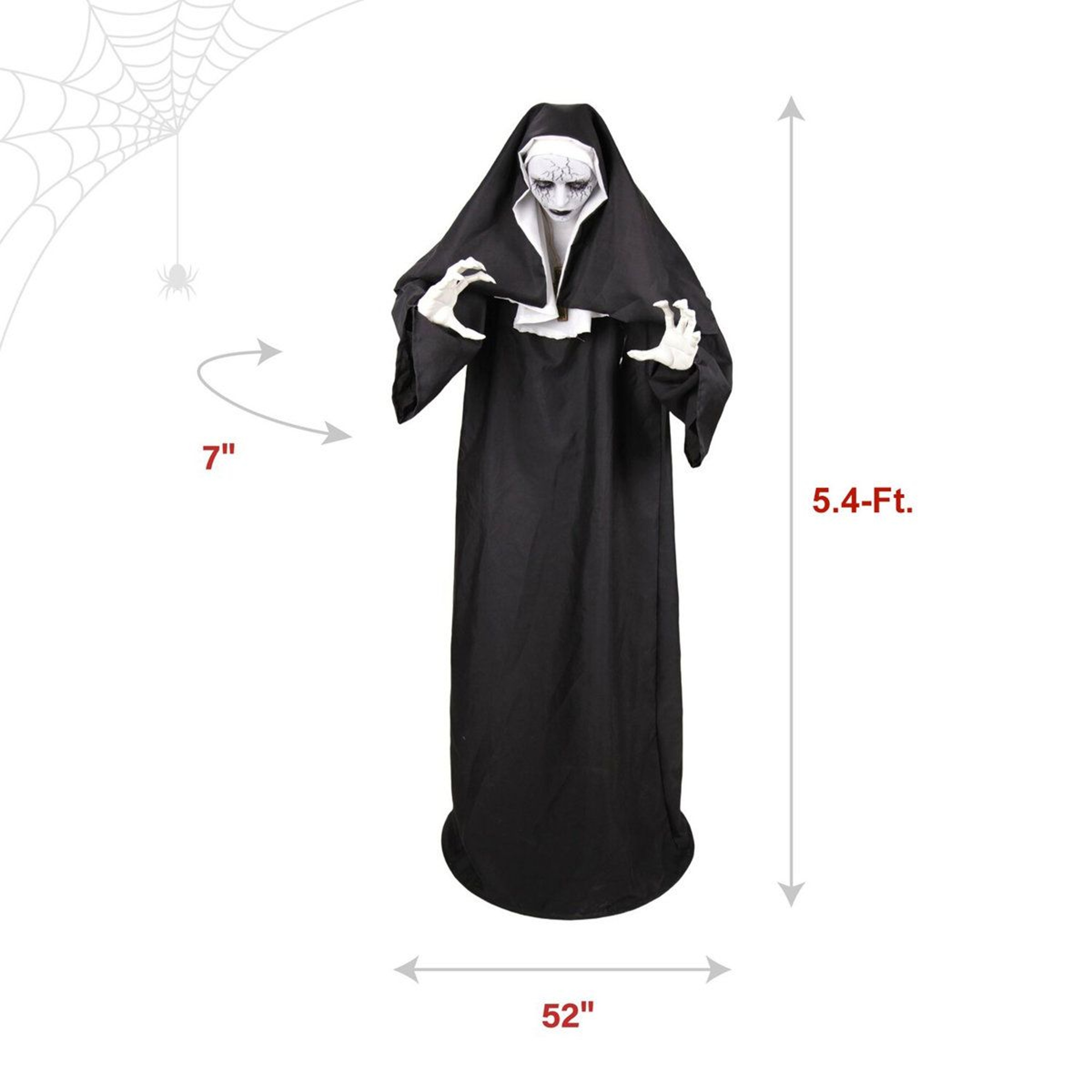 Standing Jump Scare Nun Halloween Animatronic With Red LED Eyes 2