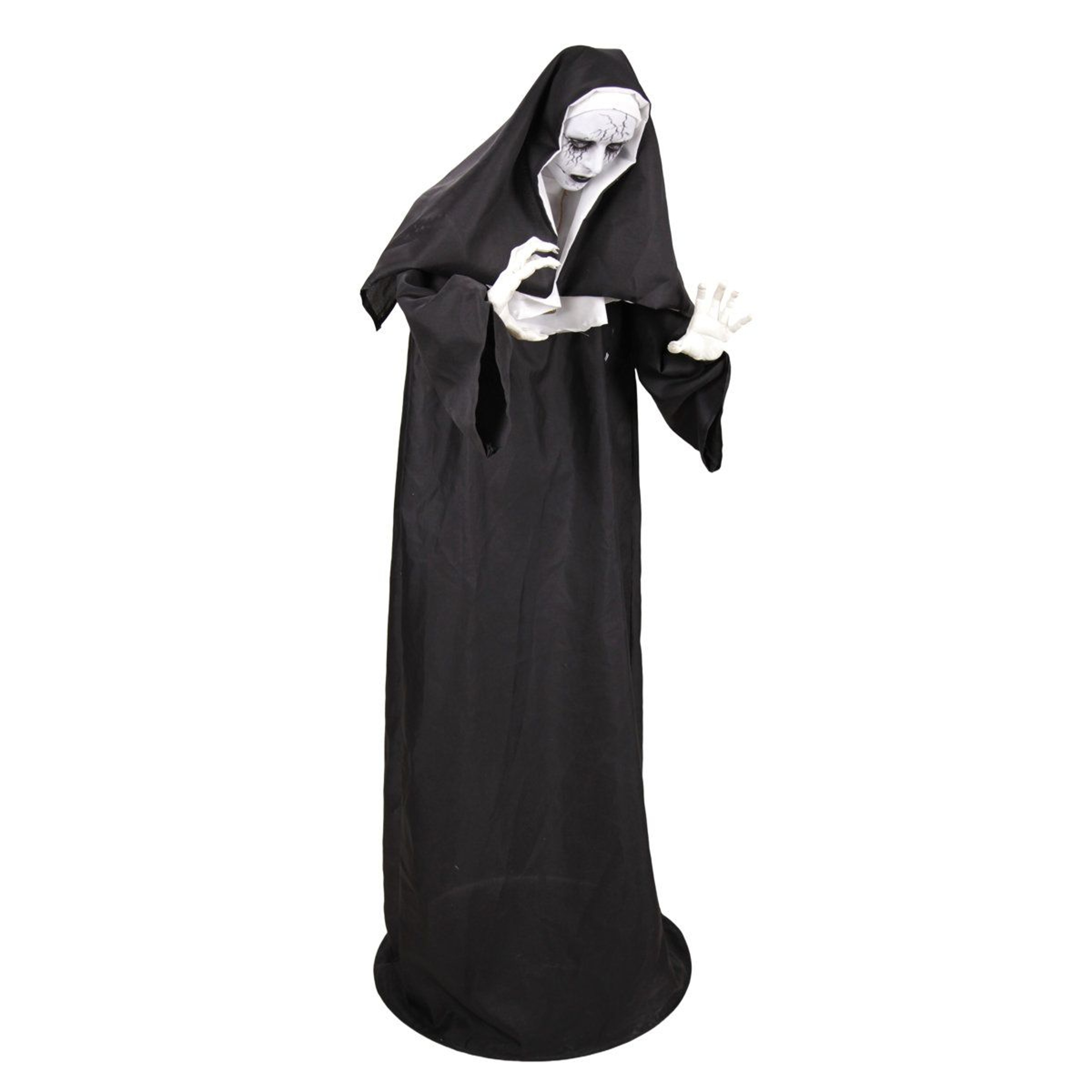 Standing Jump Scare Nun Halloween Animatronic With Red LED Eyes 0