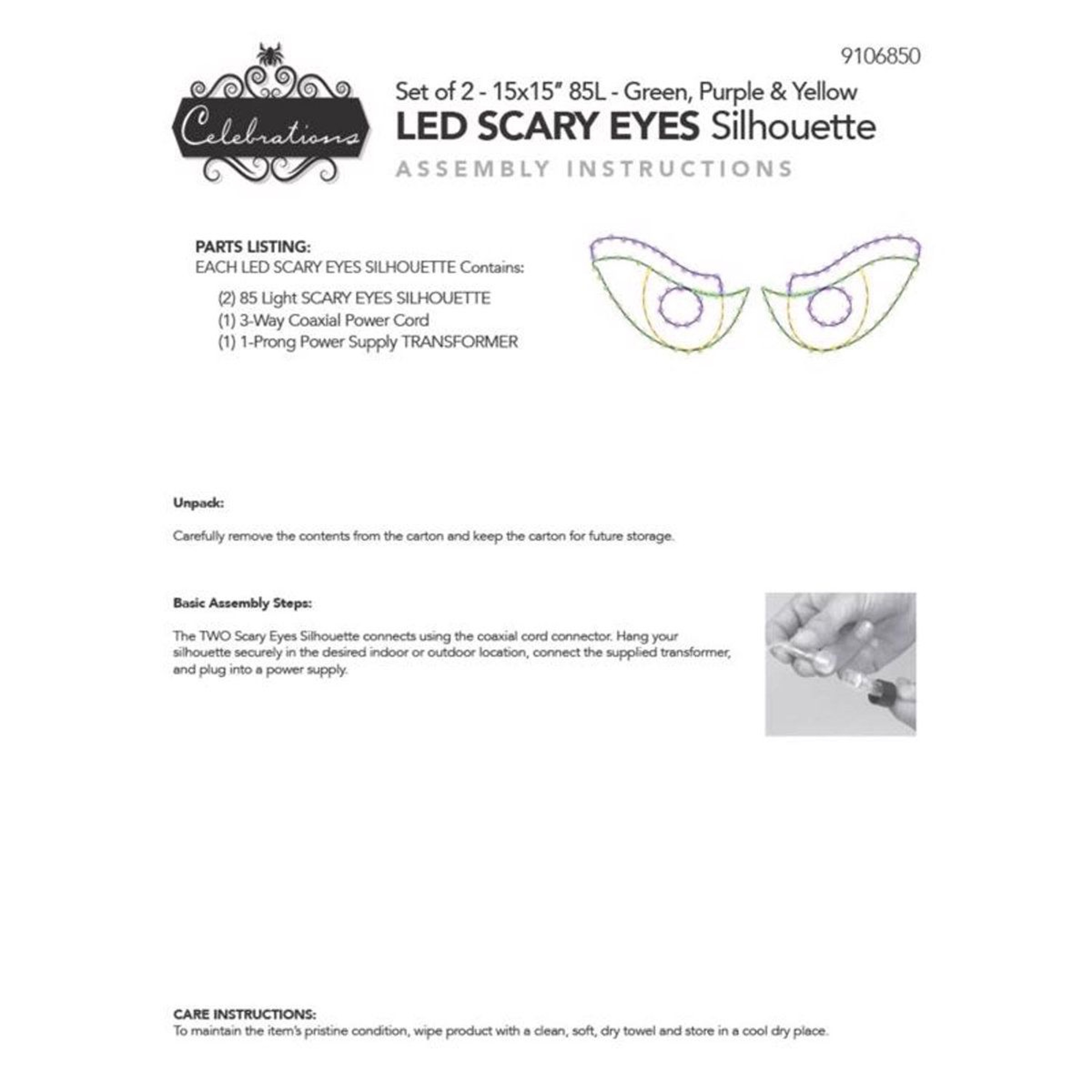 Halloween LED Scary Eyes Window Silhouette Decoration Multicolor Prelit Display 1