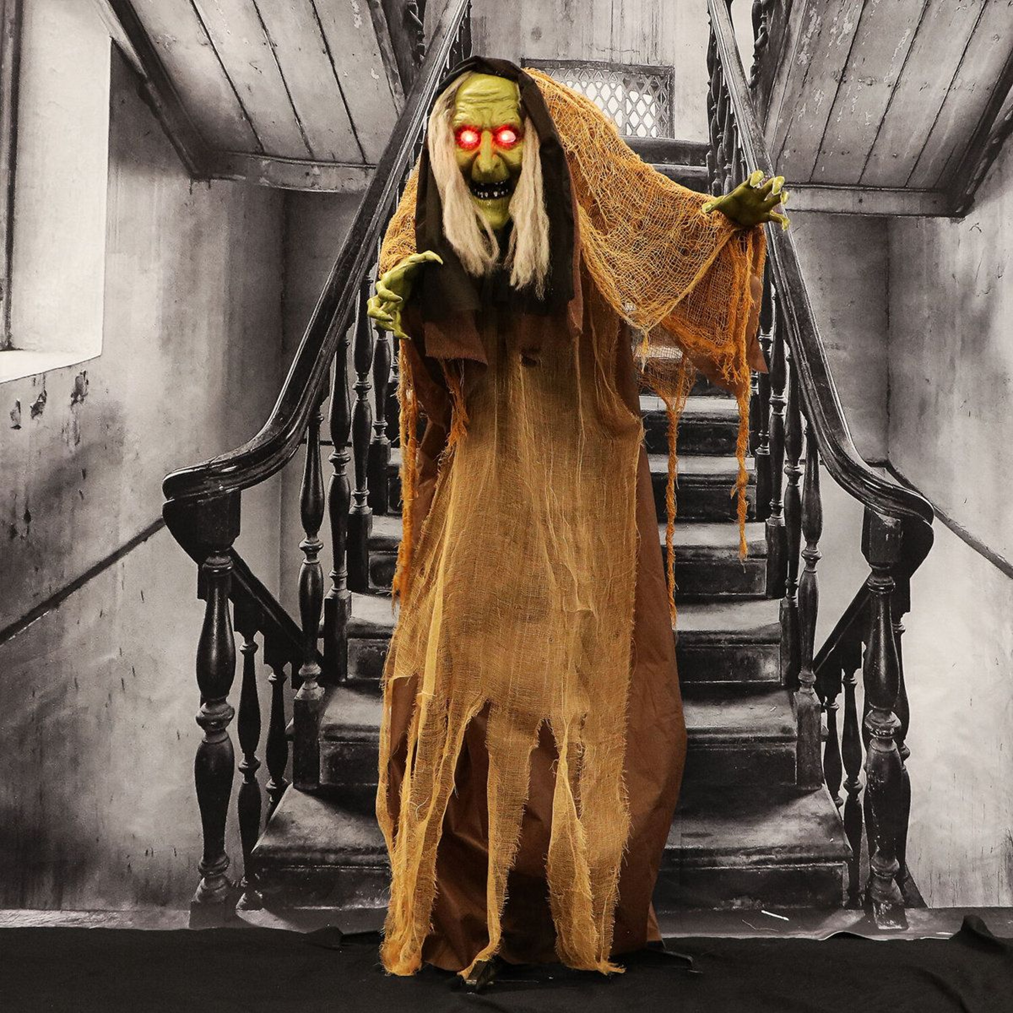 Talking Hunchback Witch Halloween Animatronic With Movement And LED Lights 3
