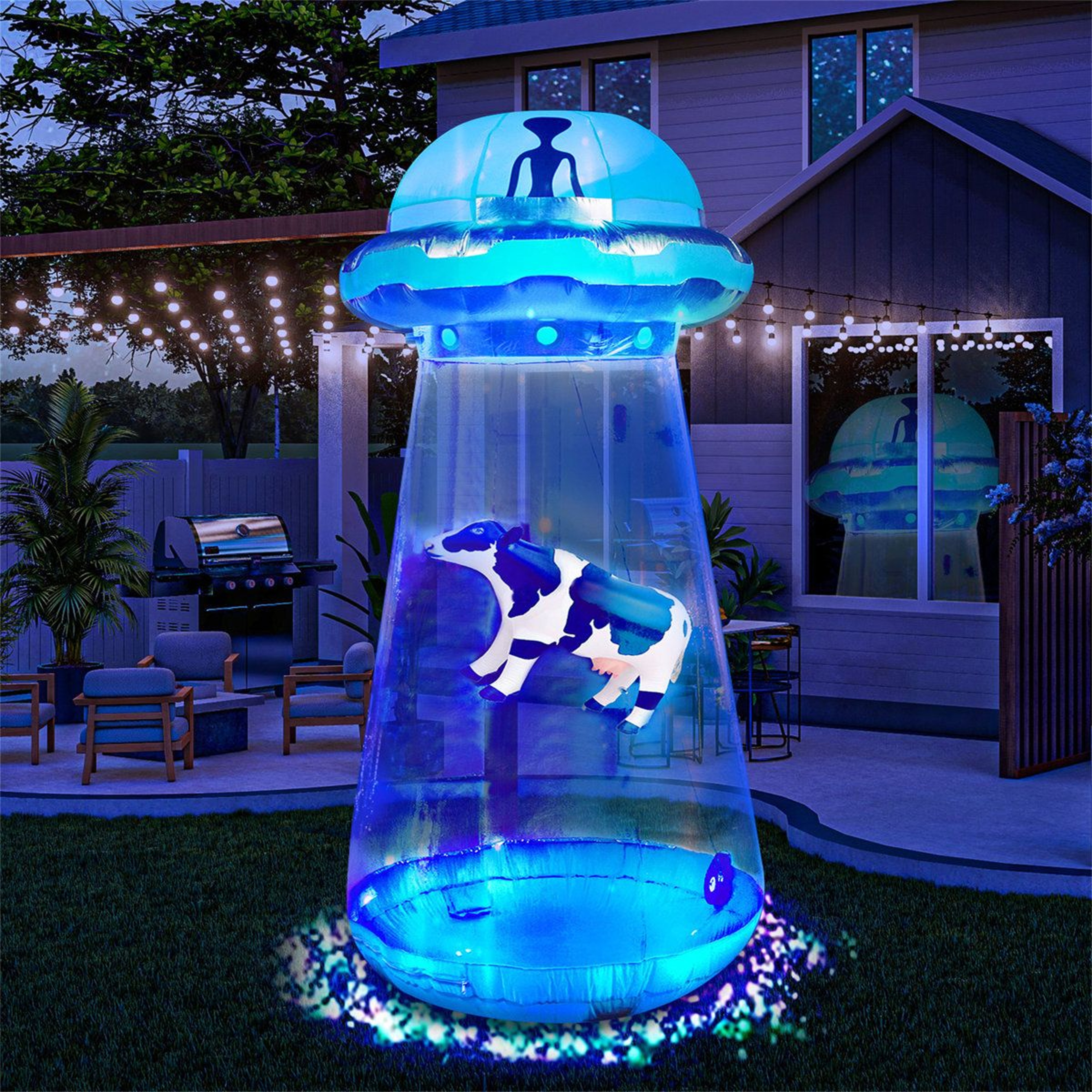 LED Lighted UFO Inflatable Decoration Multicolor Plug In Display 4