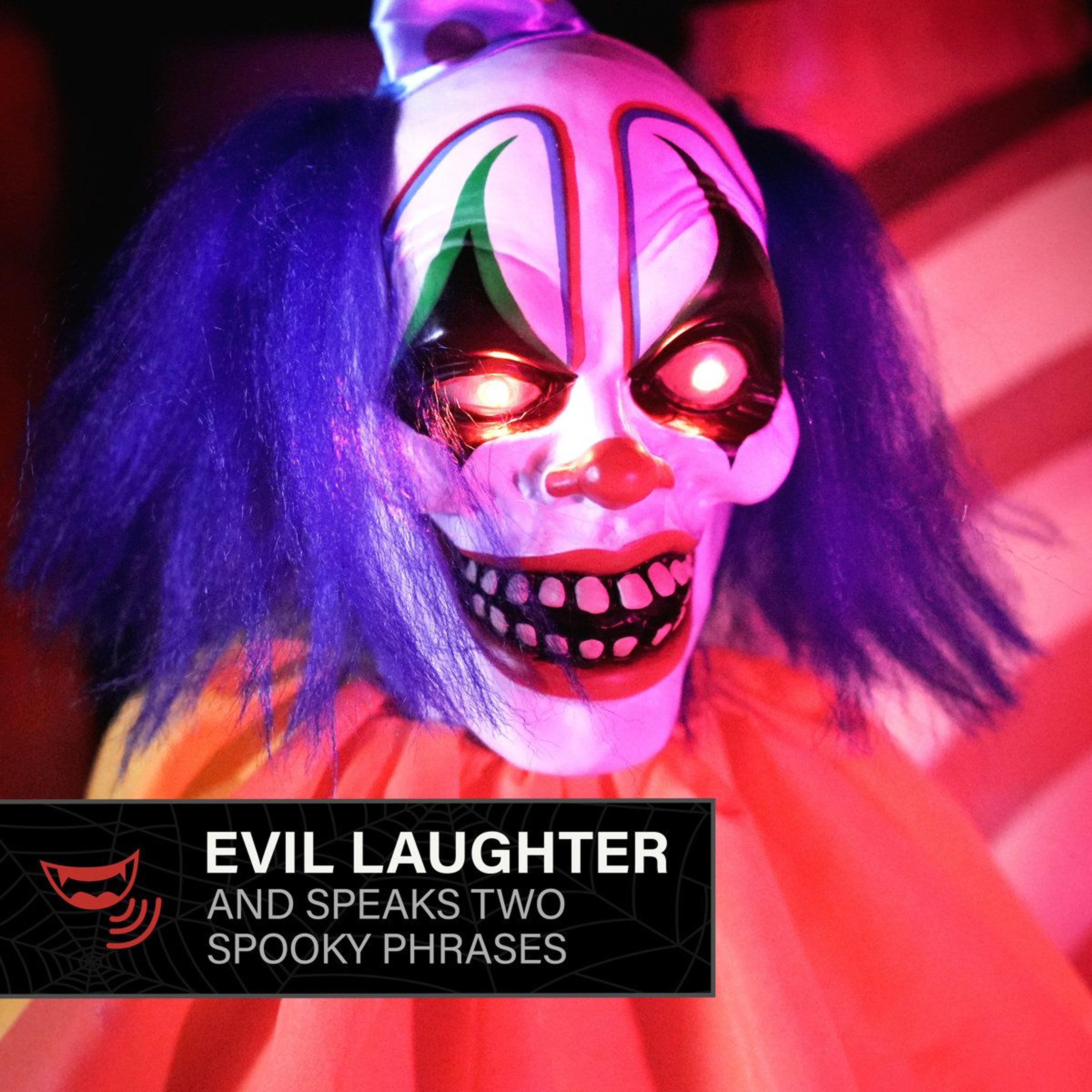 Animated Scary Clown Halloween Decoration With Moving Body And Red LED Eyes 4